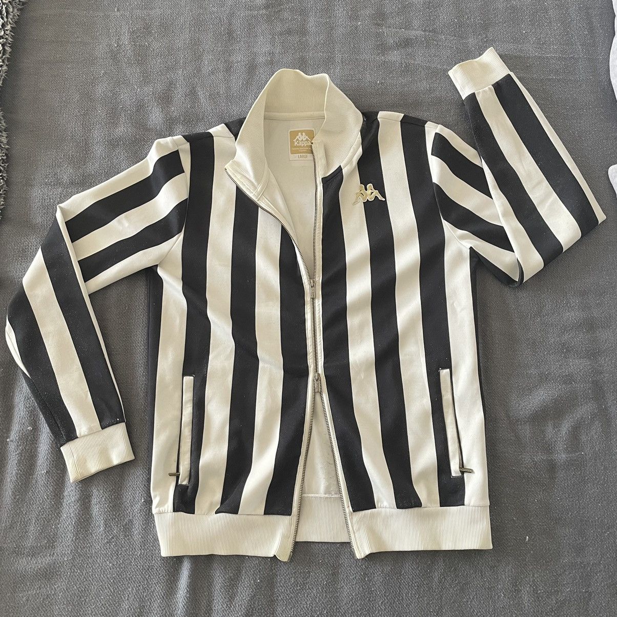 Vintage KAPPA KONTROLL BLACK WHiTE STRiPED TRACK JACKET BEETLEJUiCE Size L / US 10 / IT 46 - 3 Thumbnail