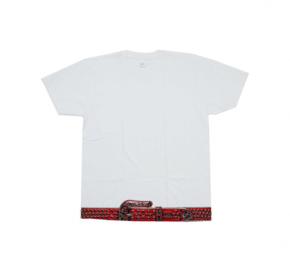 Ryder Studios B.B. Simon faux belt heavyweight tee white red high neck Size US L / EU 52-54 / 3 - 2 Thumbnail