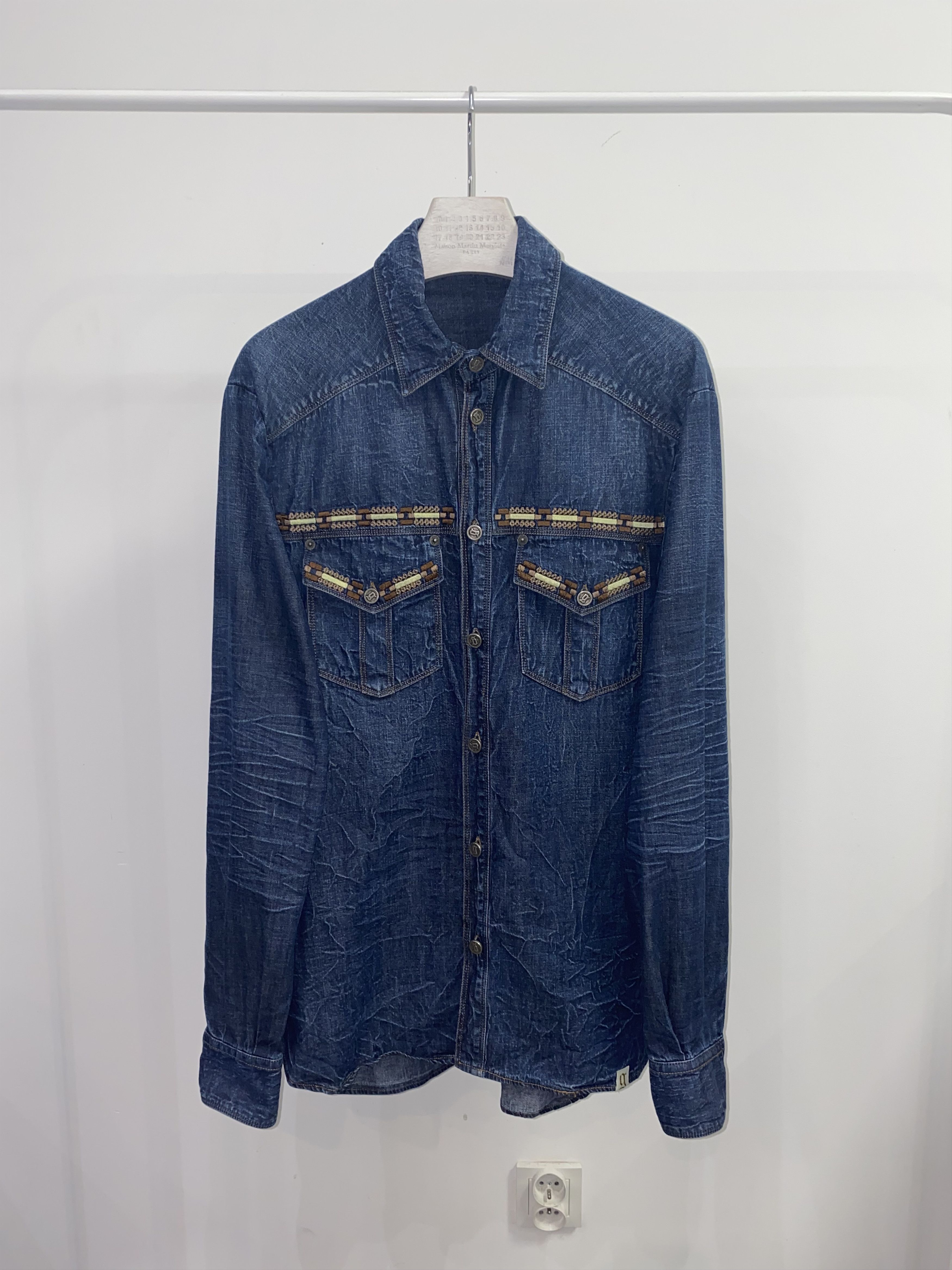 John Galliano Galliano Hand Embroidered Denim Button Up Shirt Size US S / EU 44-46 / 1 - 1 Thumbnail