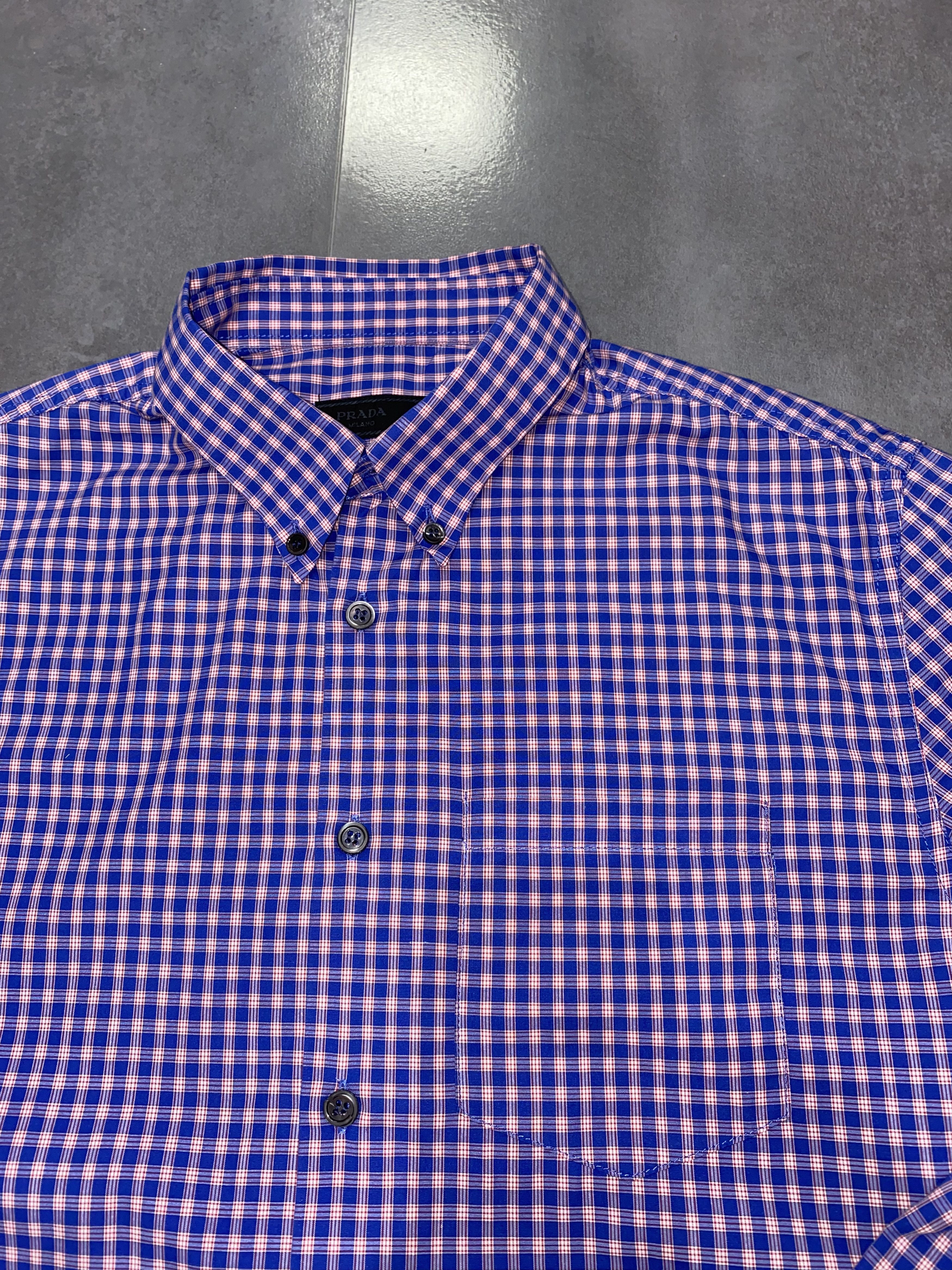 Prada Prada Red Tab Logo Checkered Flanel Button Up Shirt Size US M / EU 48-50 / 2 - 10 Thumbnail