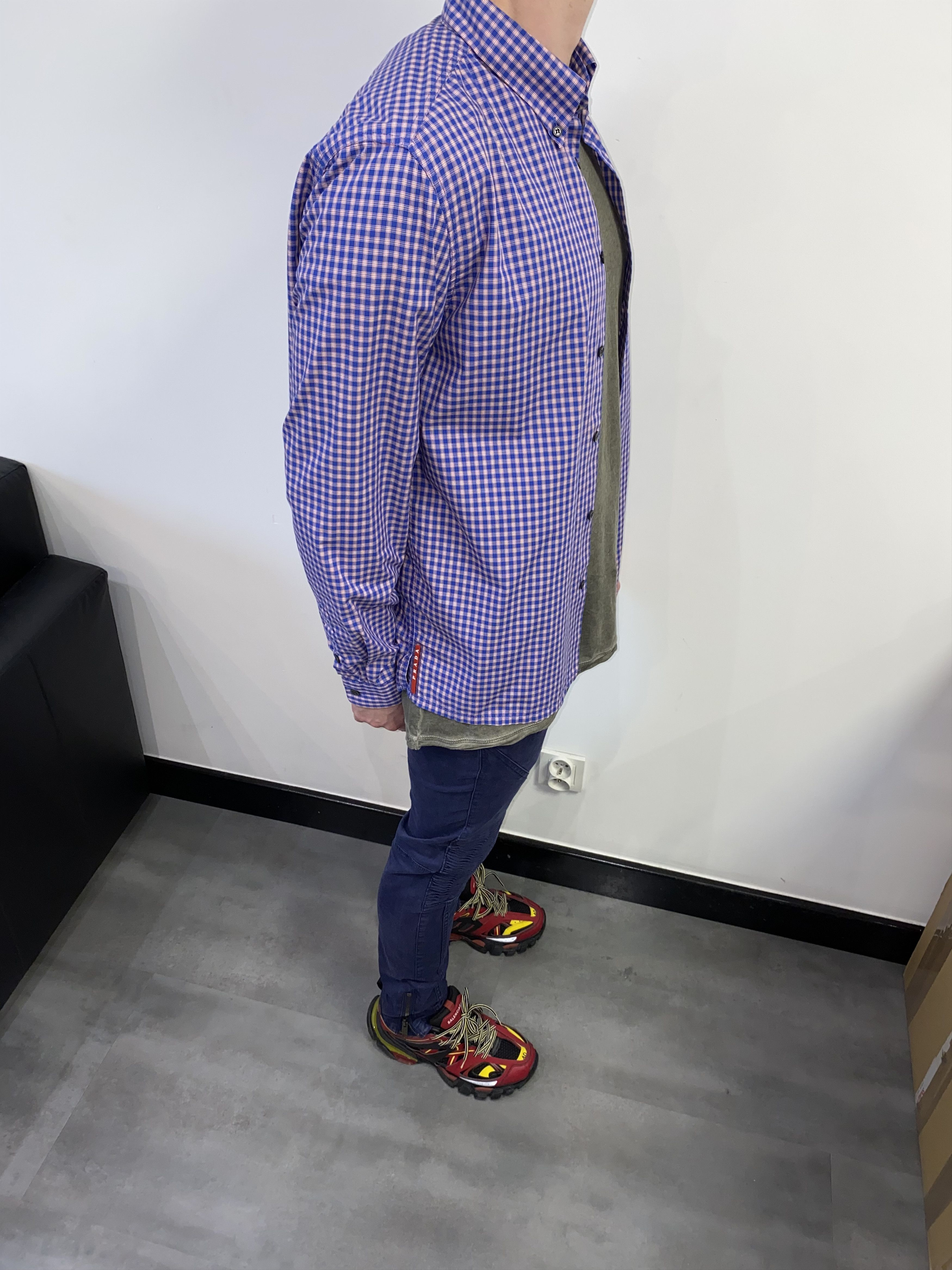 Prada Prada Red Tab Logo Checkered Flanel Button Up Shirt Size US M / EU 48-50 / 2 - 2 Thumbnail