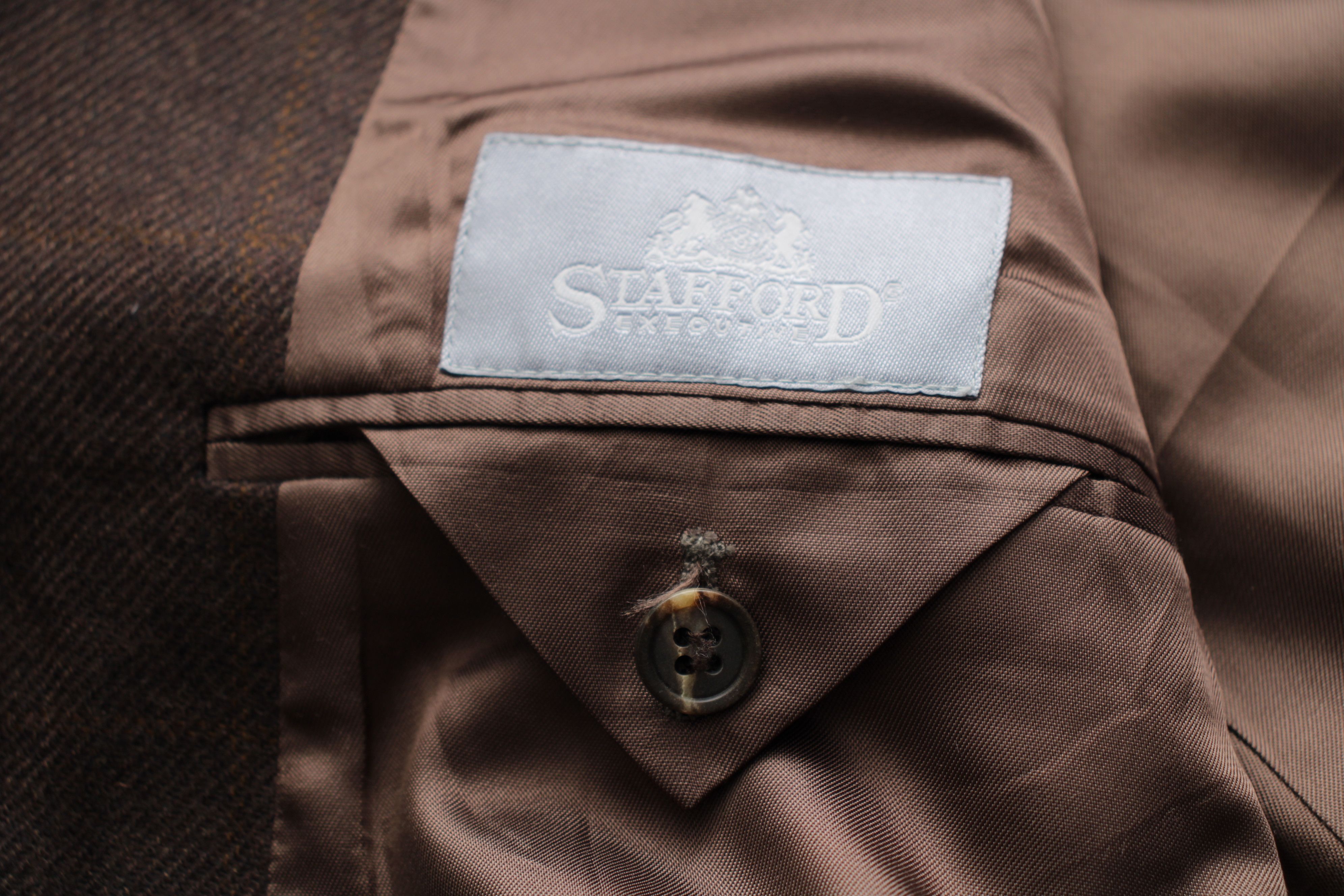 Stafford Stafford 3btn Sport Coat Check Brown Cashmere Wool 40R Size 40R - 8 Thumbnail