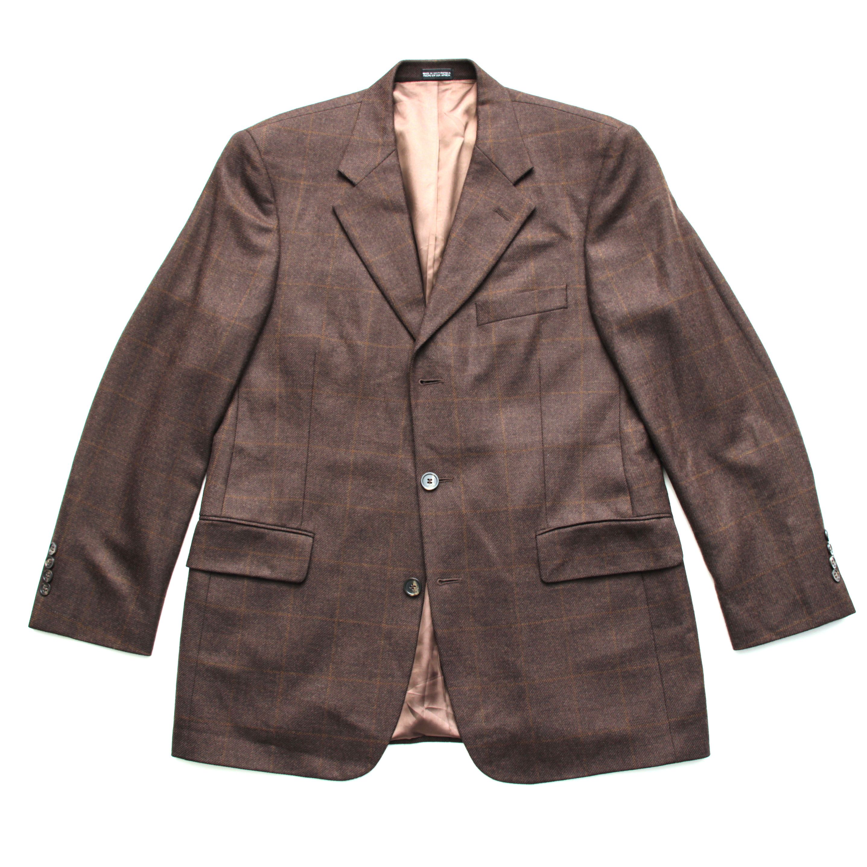 Stafford Stafford 3btn Sport Coat Check Brown Cashmere Wool 40R Size 40R - 1 Thumbnail