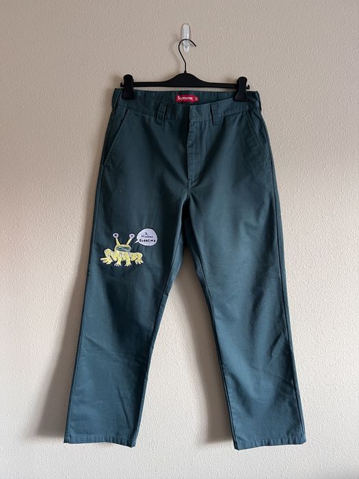 Supreme Supreme Daniel Johnston Embroidered Work Pants in Green