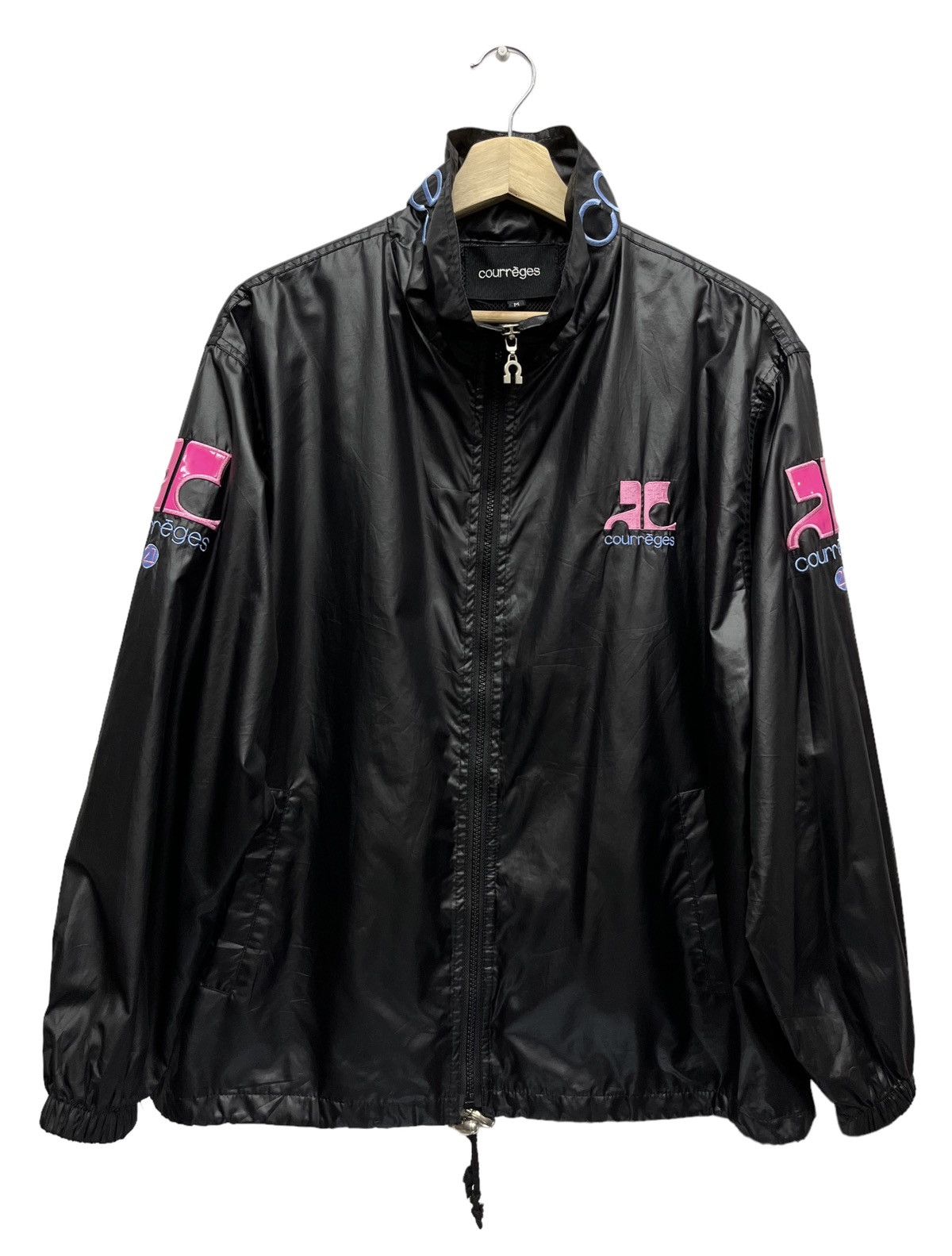 Courreges × Vintage 🔥Vintage COURREGES Big Pink Logo Nylon Windbreaker Jacket Size US M / EU 48-50 / 2 - 4 Thumbnail