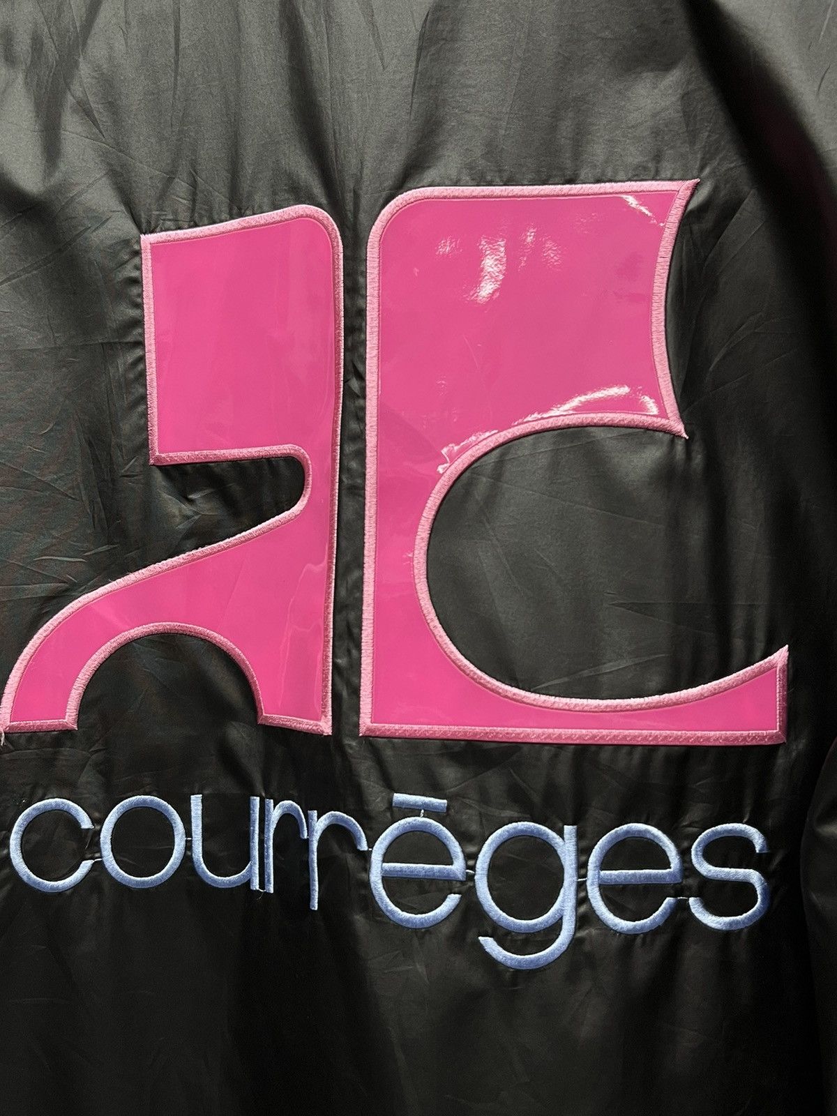 Courreges × Vintage 🔥Vintage COURREGES Big Pink Logo Nylon Windbreaker Jacket Size US M / EU 48-50 / 2 - 3 Thumbnail