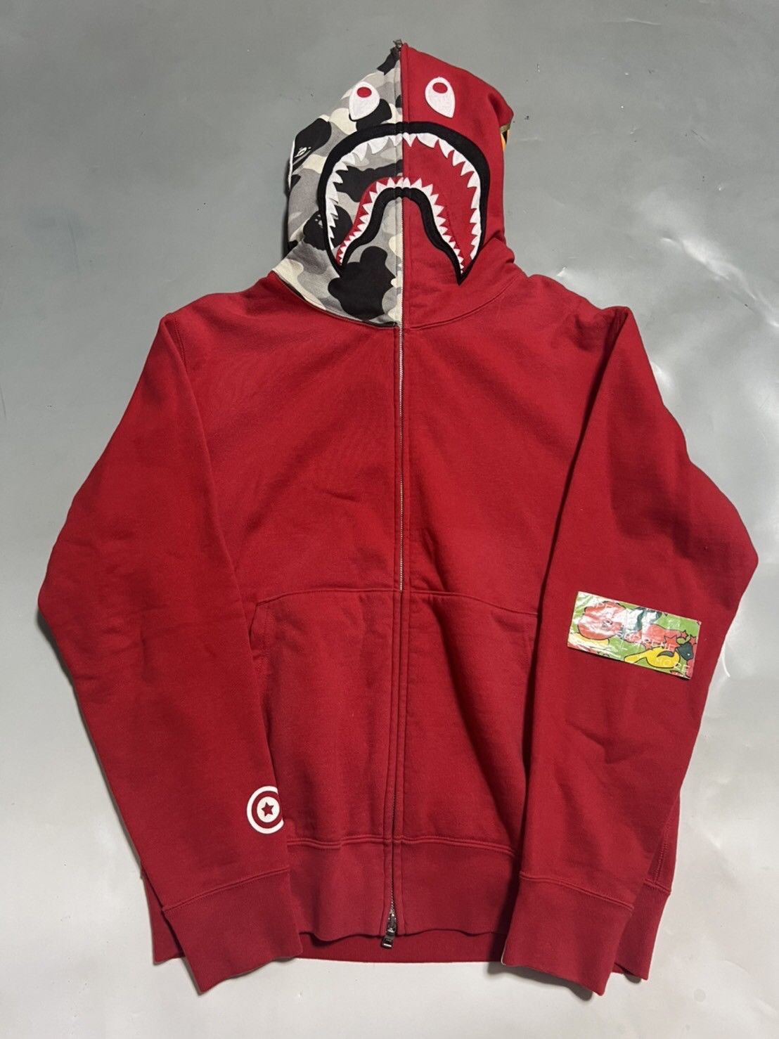 Bape BAPE shark full zip hoodie Red/gray camo Size US M / EU 48-50 / 2 - 1 Thumbnail