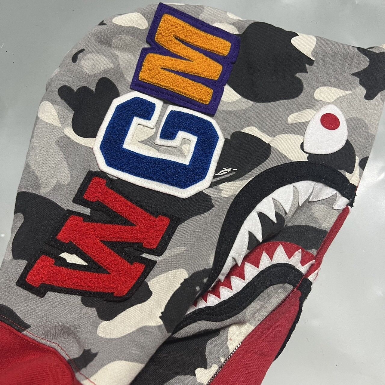 Bape BAPE shark full zip hoodie Red/gray camo Size US M / EU 48-50 / 2 - 5 Thumbnail
