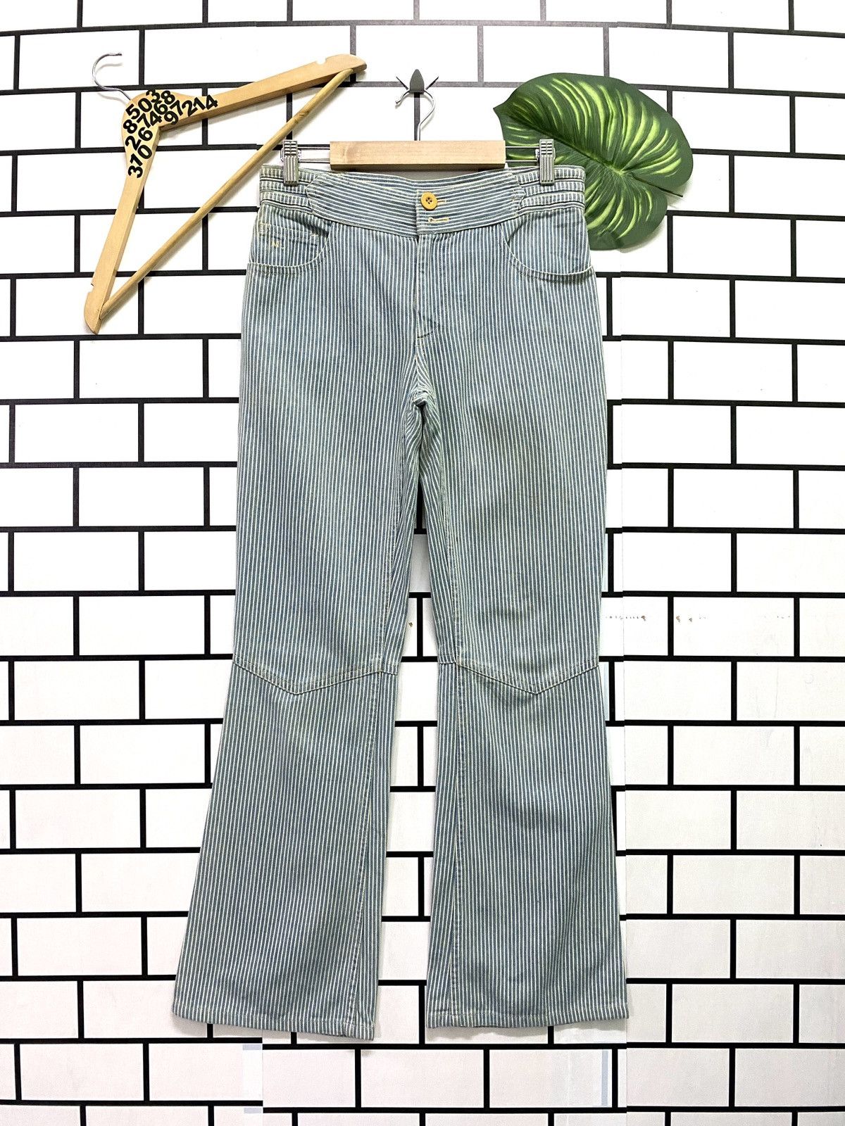 Designer × Marc Jacobs × Marc by Marc Jacobs MARC JACOBS Stripes Blue White Reconstructed Flared Pants Size US 29 - 1 Thumbnail