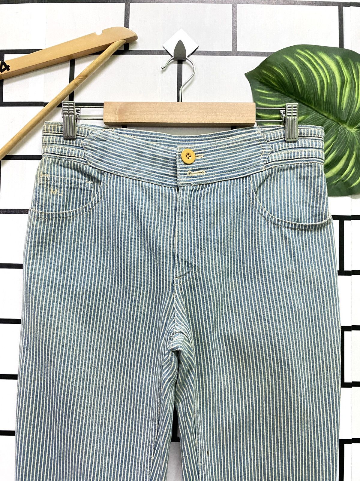 Designer × Marc Jacobs × Marc by Marc Jacobs MARC JACOBS Stripes Blue White Reconstructed Flared Pants Size US 29 - 3 Thumbnail