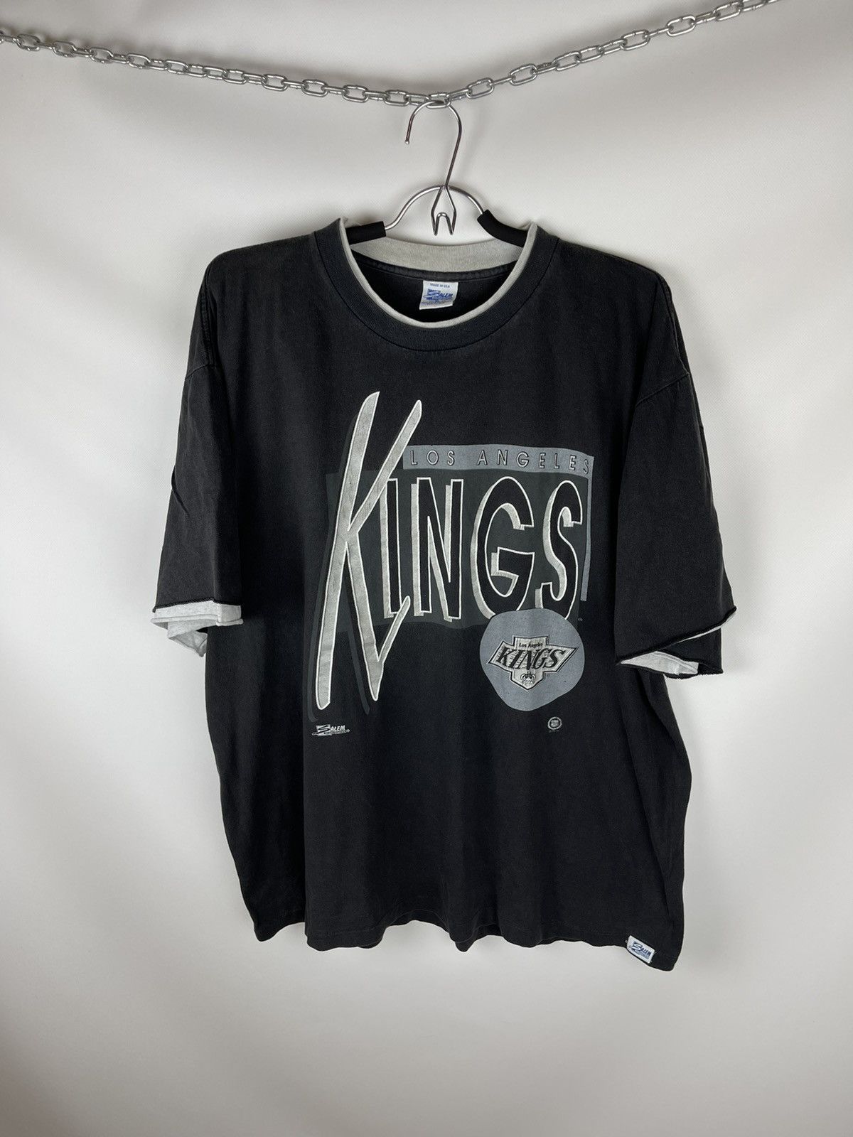 image of Made In USA x Salem Vintage Salem Sportswear 1991 Los Angeles Kings Vintage Nhl Tee in Black (Size 