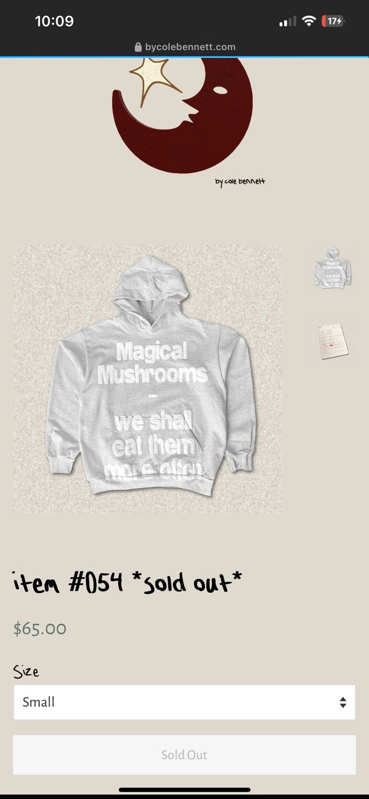 EAT MUSHROOMS HOODIE (GREY) *BRAND NEW*