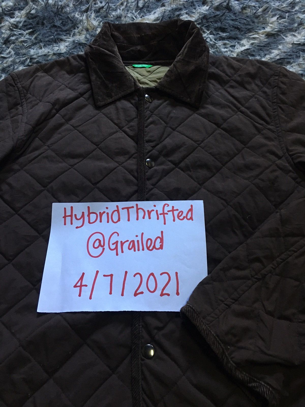 Japanese Brand UNITED COLORS OF BENETTON QUILTED COLAR JACKET Size US L / EU 52-54 / 3 - 13 Thumbnail