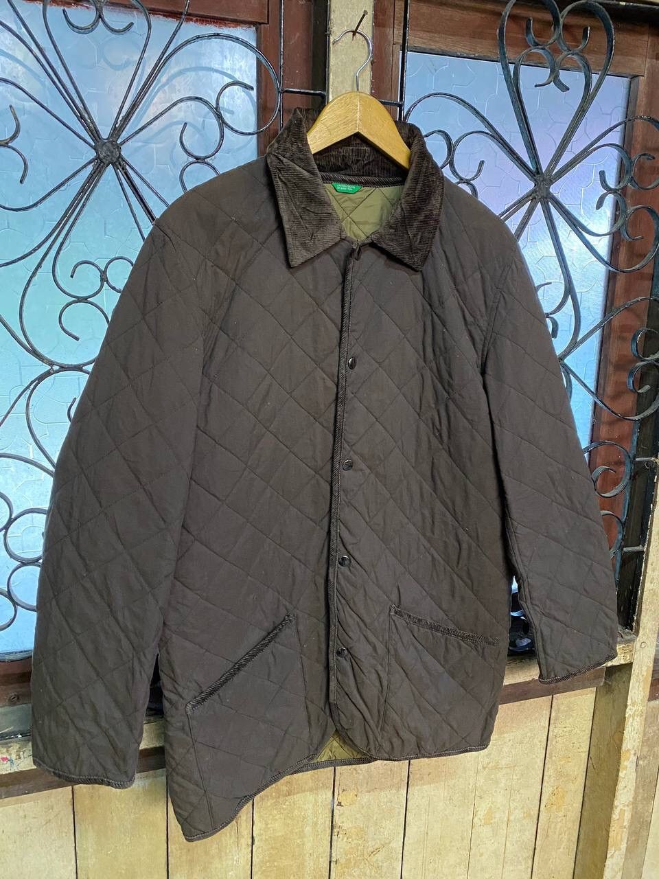 Japanese Brand UNITED COLORS OF BENETTON QUILTED COLAR JACKET Size US L / EU 52-54 / 3 - 6 Thumbnail