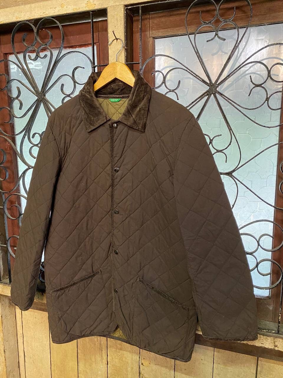 Japanese Brand UNITED COLORS OF BENETTON QUILTED COLAR JACKET Size US L / EU 52-54 / 3 - 4 Thumbnail