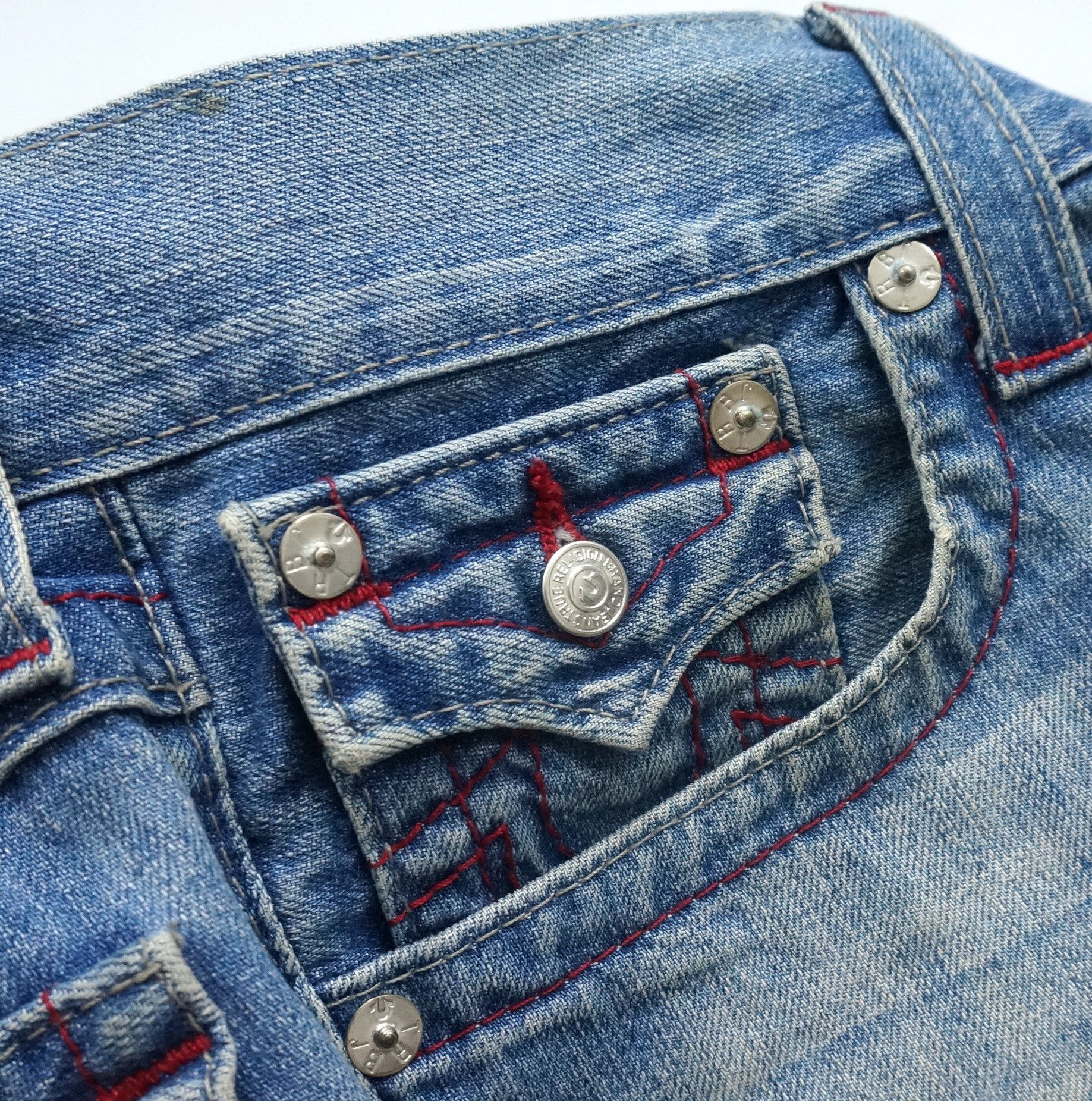 True Religion Vintage 🔥 True Religion Straight Red Stitch Jeans Size US 30 / EU 46 - 20 Thumbnail