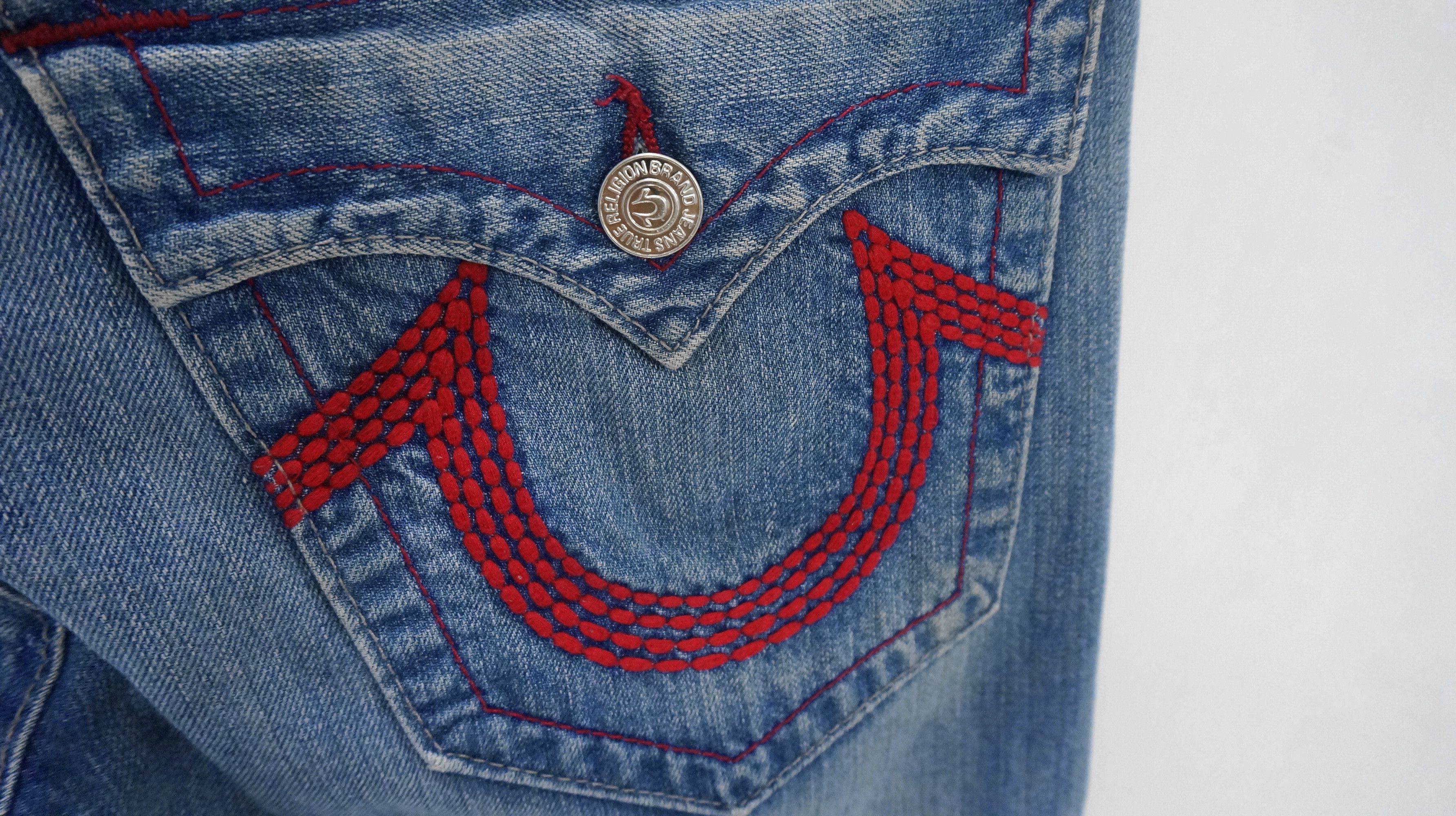 True Religion Vintage 🔥 True Religion Straight Red Stitch Jeans Size US 30 / EU 46 - 10 Thumbnail