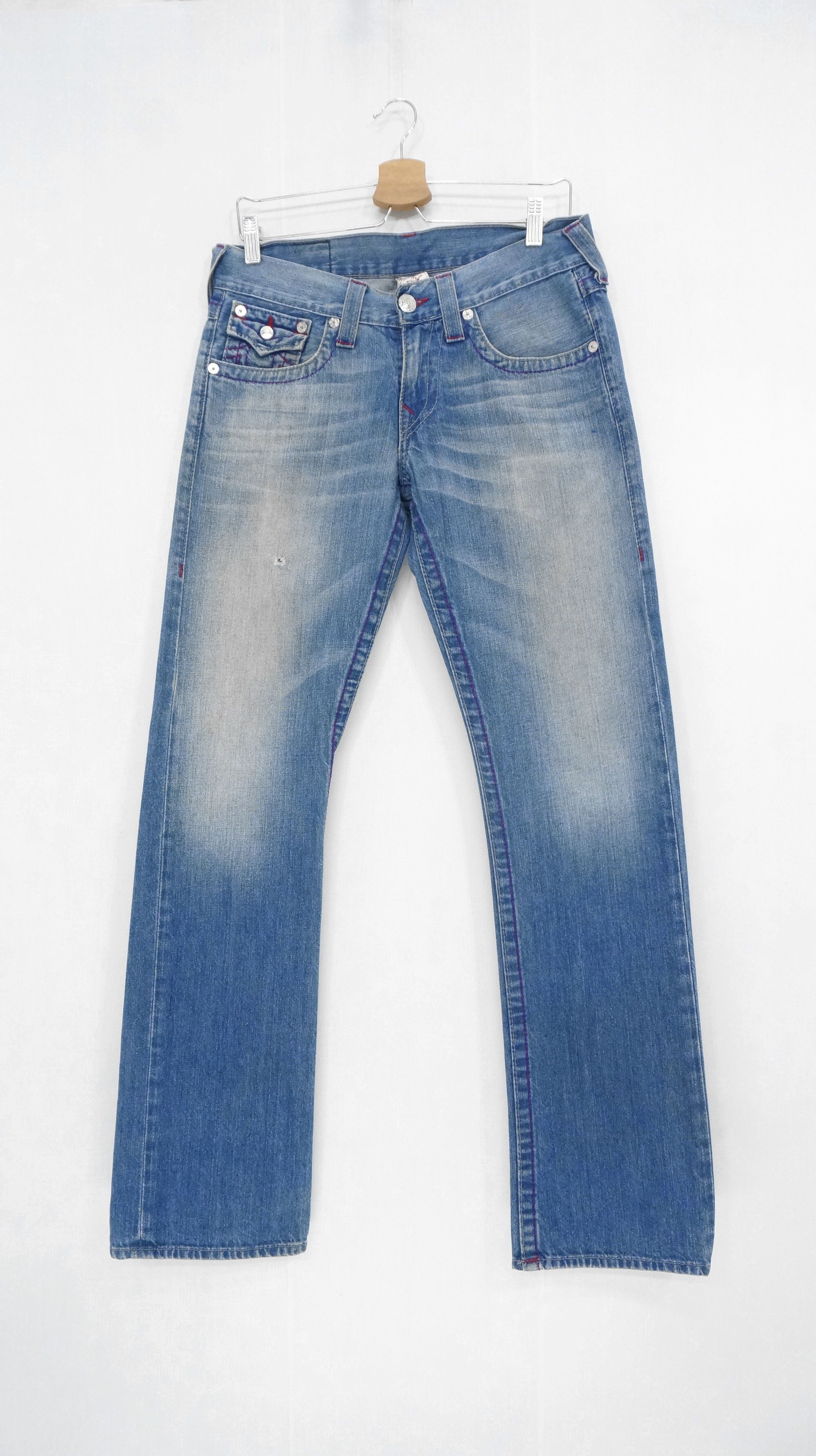 True Religion Vintage 🔥 True Religion Straight Red Stitch Jeans Size US 30 / EU 46 - 2 Thumbnail