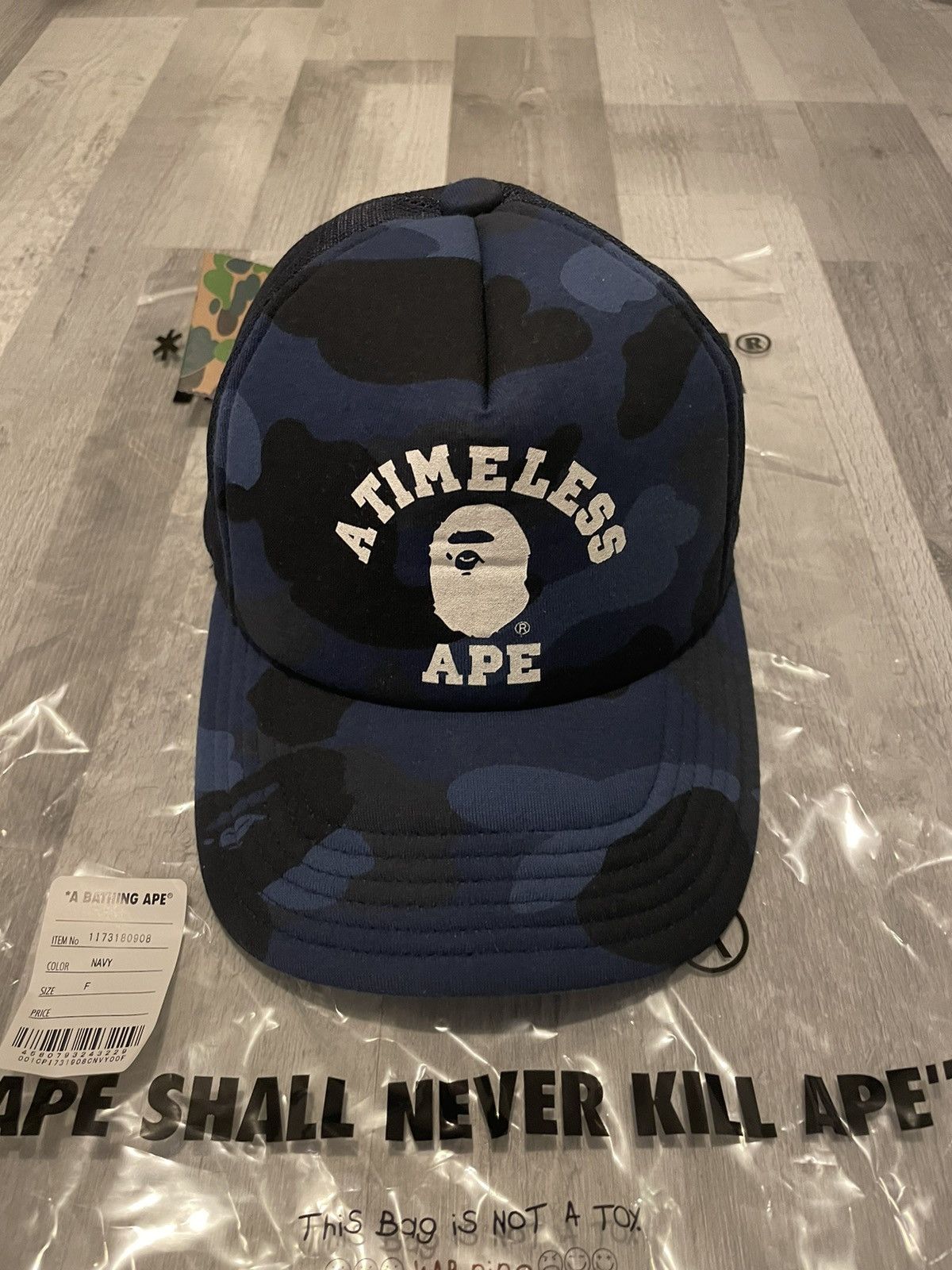 image of Jjjjound X Bape Trucker Cap/hat in Blue, Men's