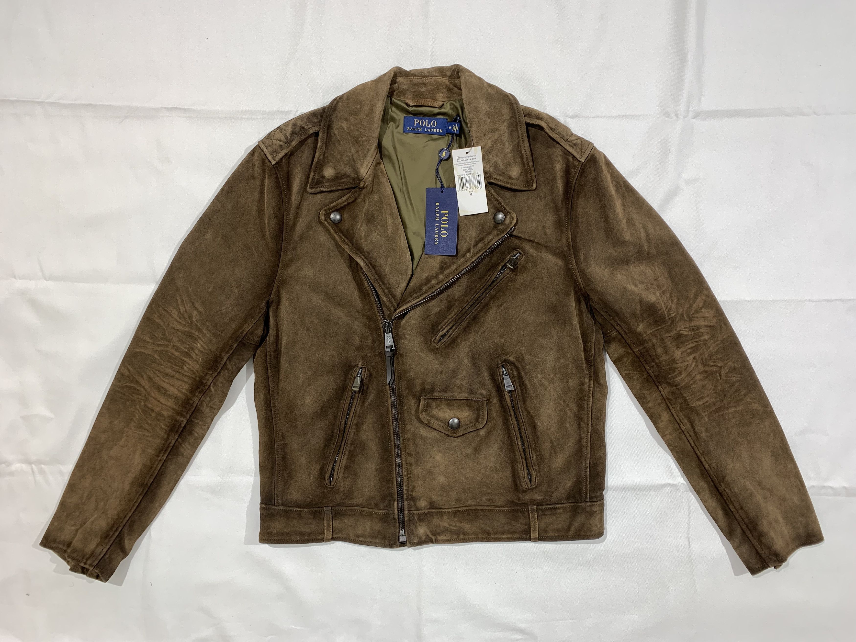 Polo Ralph Lauren Leather Jacket 刺繍なし $748 POLO RALPH LAUREN Washed Olive Green Leather Shirt