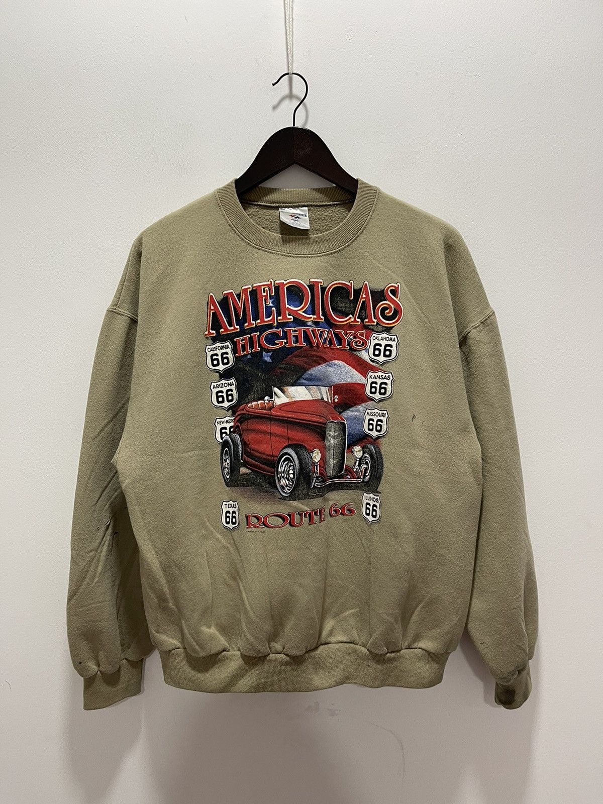 Jerzees × Vintage VINTAGE AMERICA HIGHWAYS ROUTE 66 BIG LOGO SWEATSHIRT Size US L / EU 52-54 / 3 - 1 Thumbnail