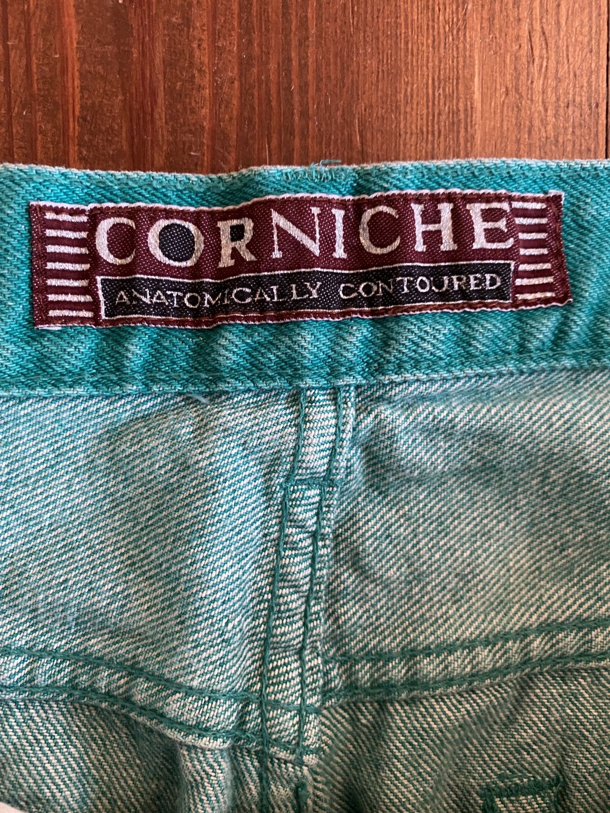 Vintage Vintage 90s Corniche Acid Wash Turquoise Denim Jeans 39x29.5 Size US 39 - 6 Thumbnail