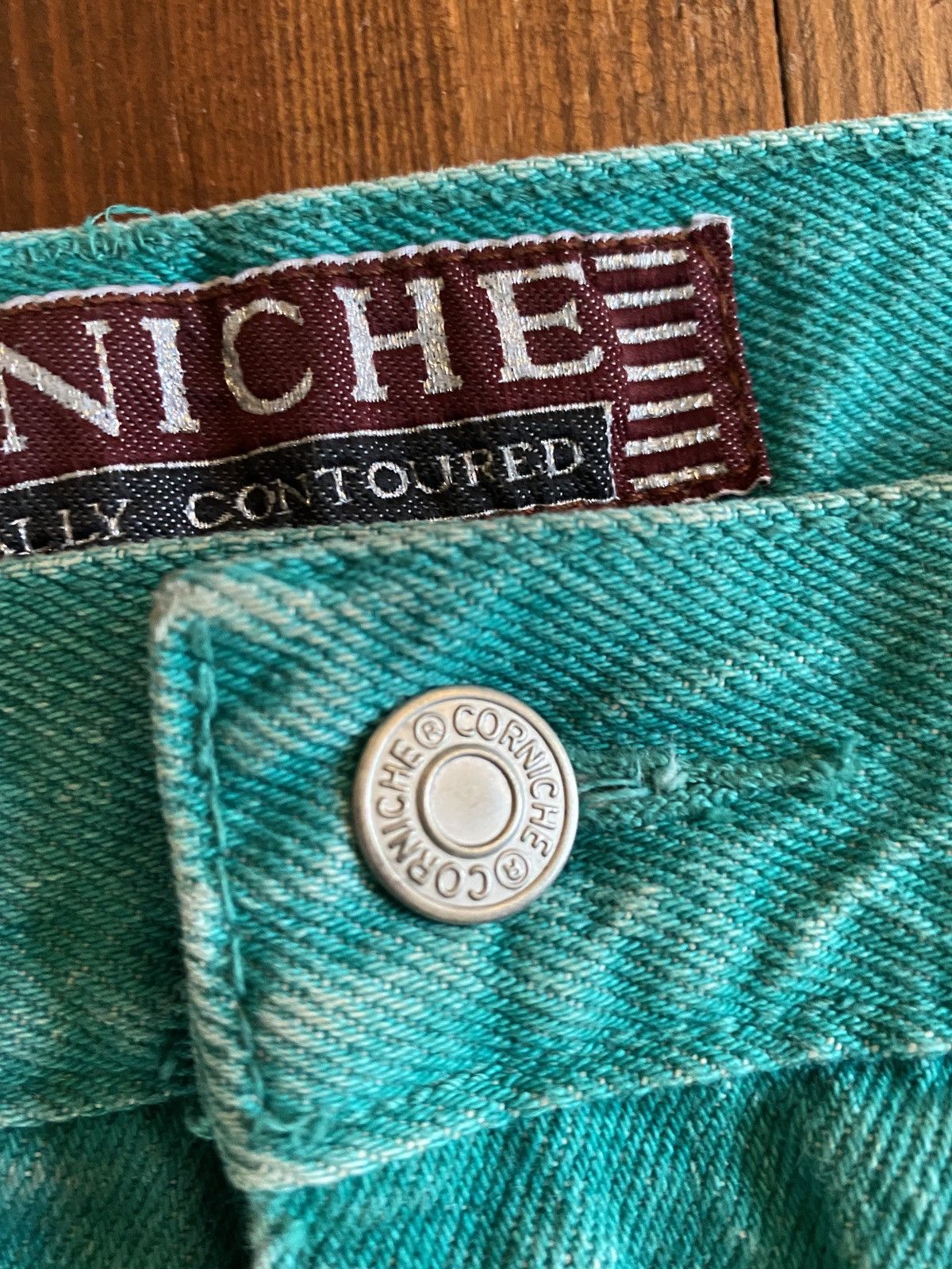 Vintage Vintage 90s Corniche Acid Wash Turquoise Denim Jeans 39x29.5 Size US 39 - 10 Thumbnail