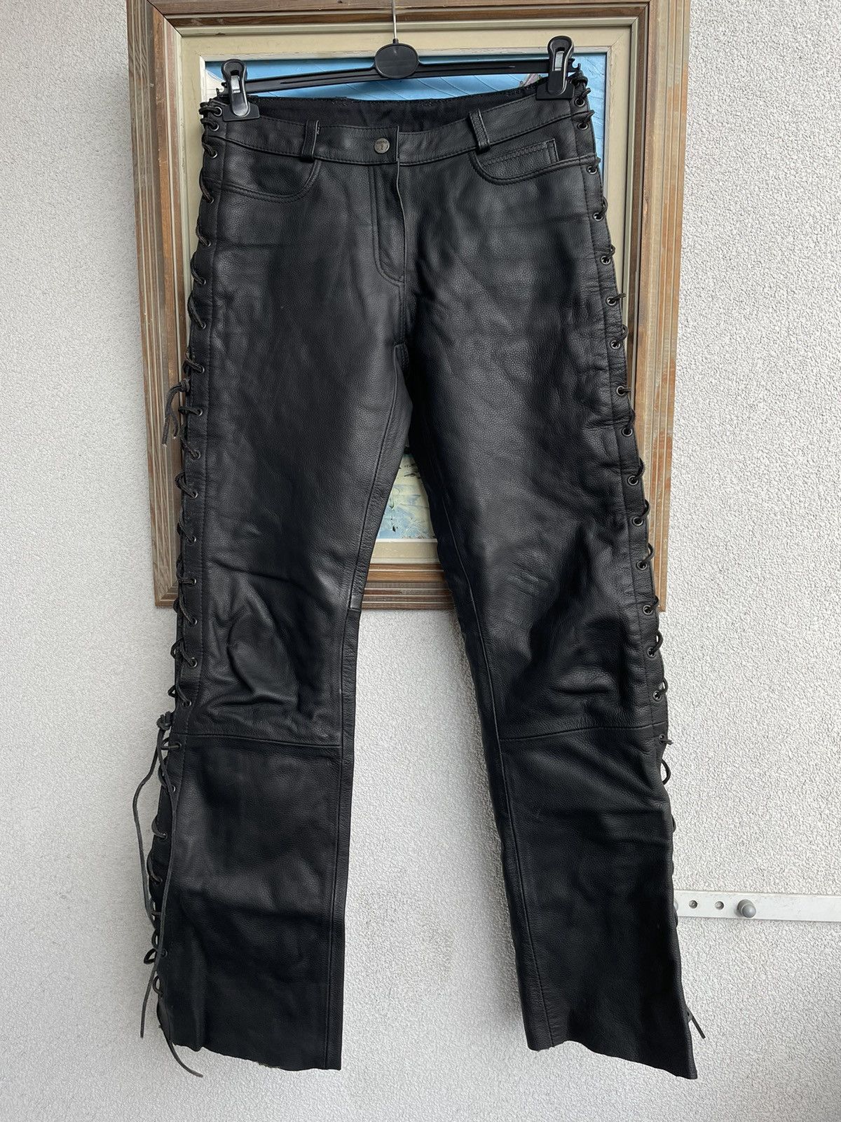 Genuine Real Leather Highway 1 Pant Vintage Rock Punk Racing