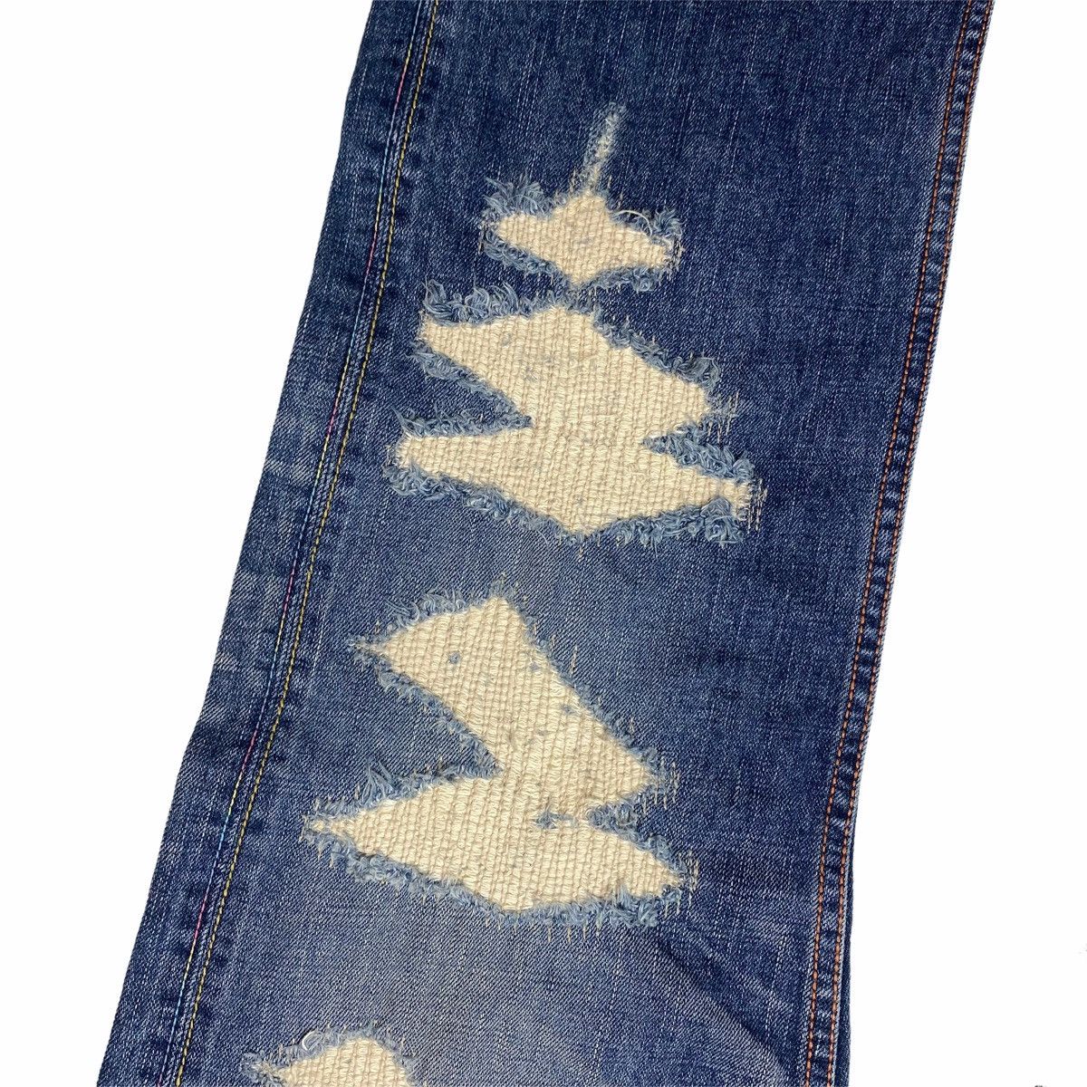 Japanese Brand 2000s Swagger - Dollar Patch Crash Denim Size US 34 / EU 50 - 7 Thumbnail