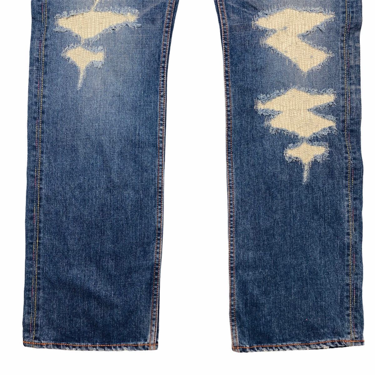 Japanese Brand 2000s Swagger - Dollar Patch Crash Denim Size US 34 / EU 50 - 5 Thumbnail