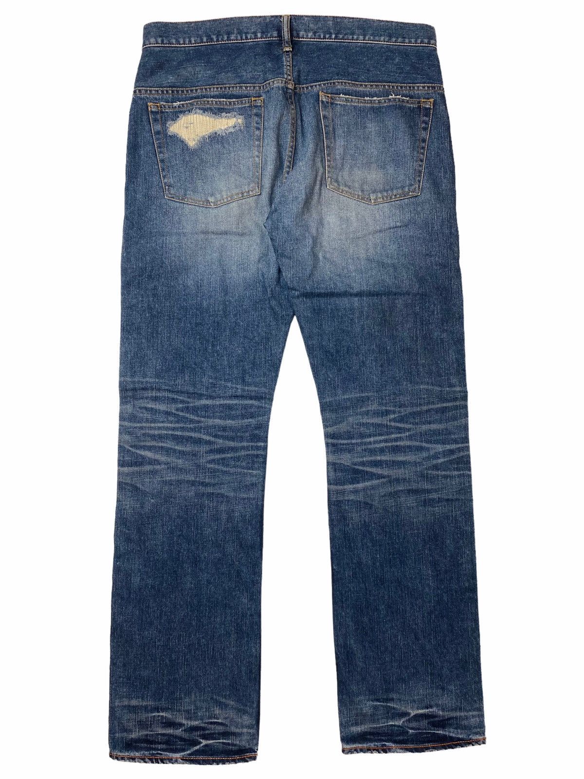 Japanese Brand 2000s Swagger - Dollar Patch Crash Denim Size US 34 / EU 50 - 2 Thumbnail