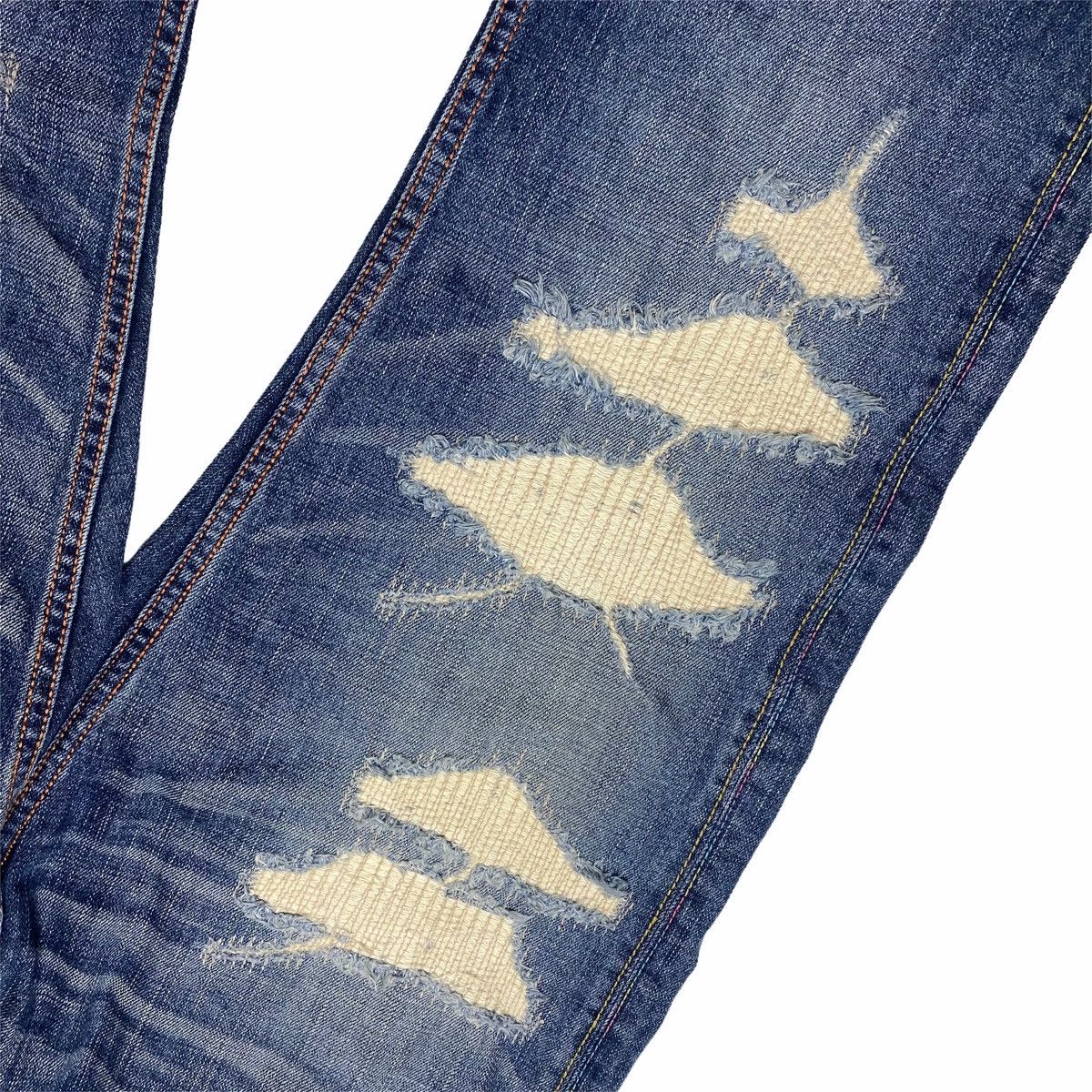 Japanese Brand 2000s Swagger - Dollar Patch Crash Denim Size US 34 / EU 50 - 9 Thumbnail