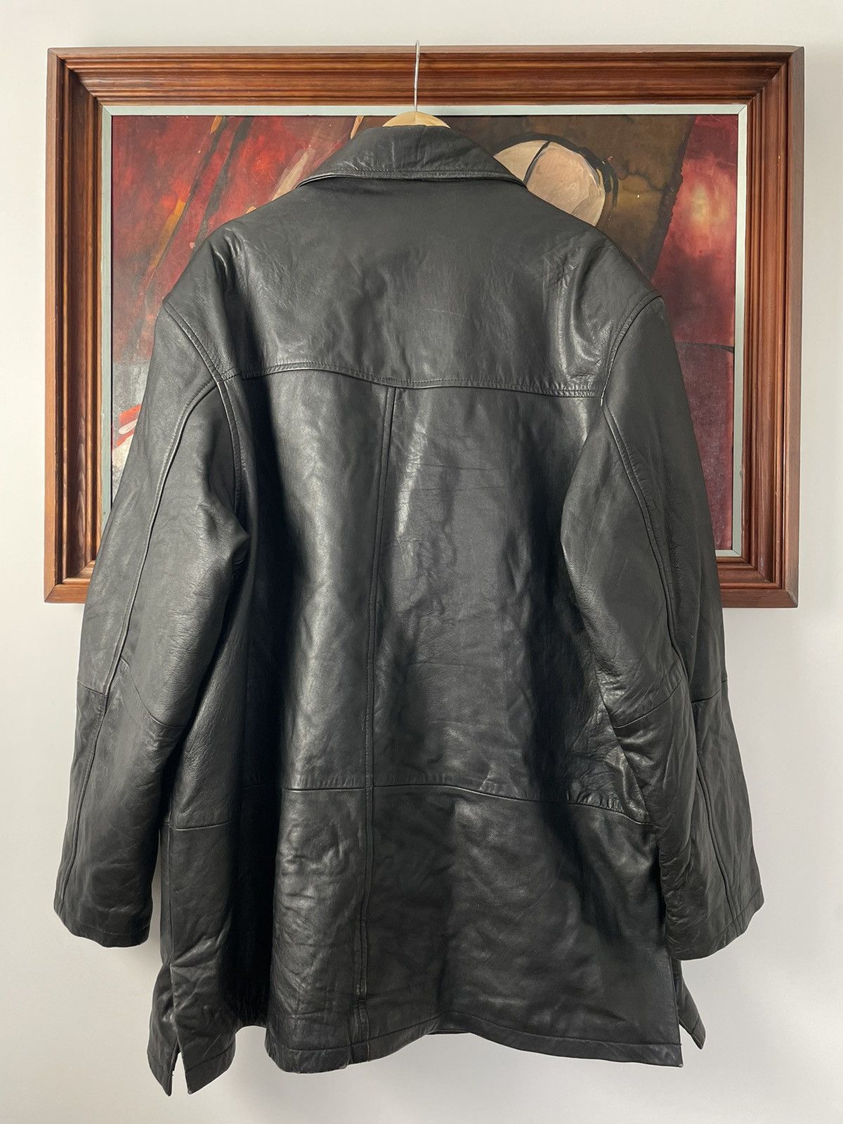 Leather Vintage Genuine Real Leather Jacket Coat Cloak Hype Rare Size US L / EU 52-54 / 3 - 3 Thumbnail
