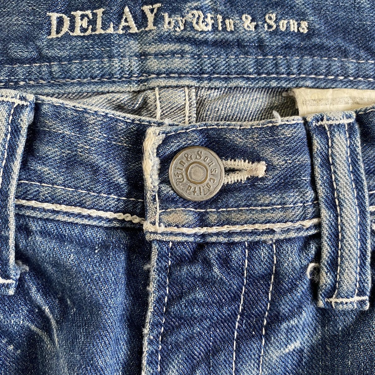 Vintage Ufin & Sons Made In Japan Faded Blue Distressed Flared Jeans Size US 31 - 6 Thumbnail