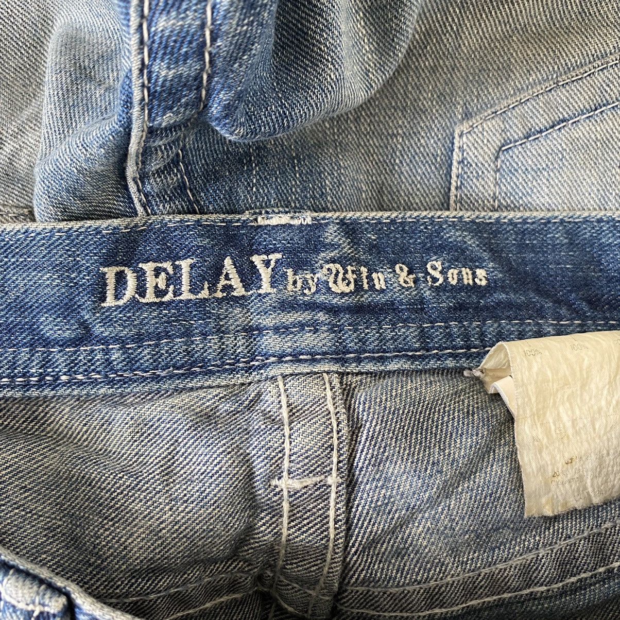 Vintage Ufin & Sons Made In Japan Faded Blue Distressed Flared Jeans Size US 31 - 14 Thumbnail
