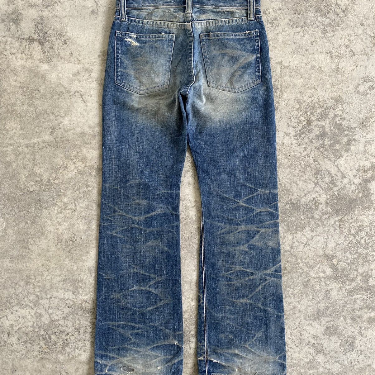 Vintage Ufin & Sons Made In Japan Faded Blue Distressed Flared Jeans Size US 31 - 12 Thumbnail