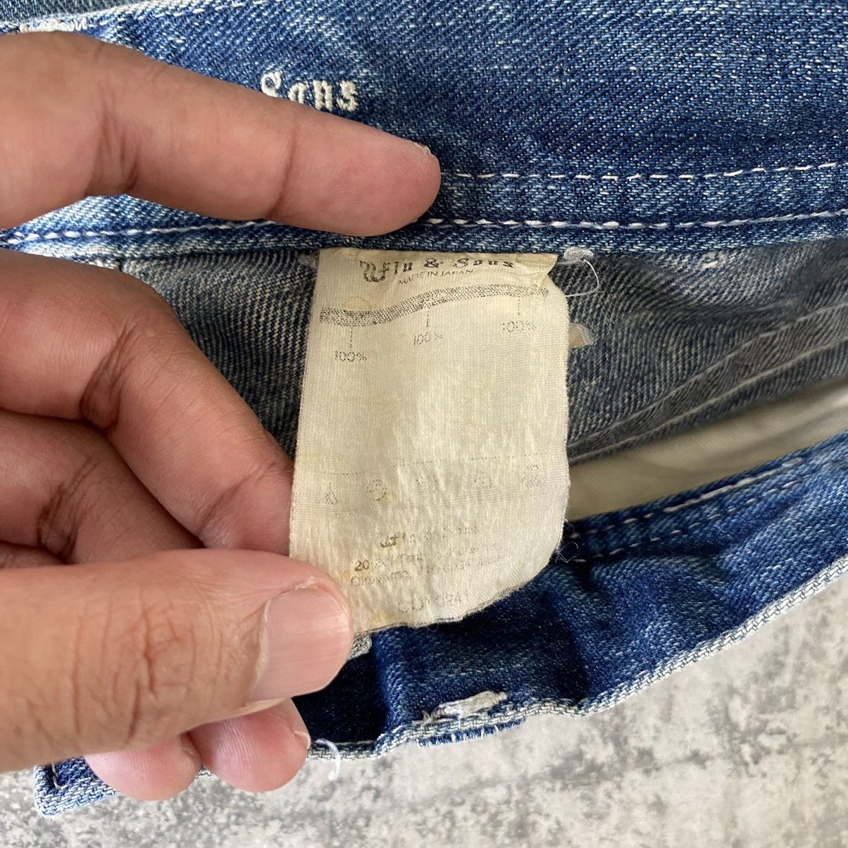 Vintage Ufin & Sons Made In Japan Faded Blue Distressed Flared Jeans Size US 31 - 15 Thumbnail