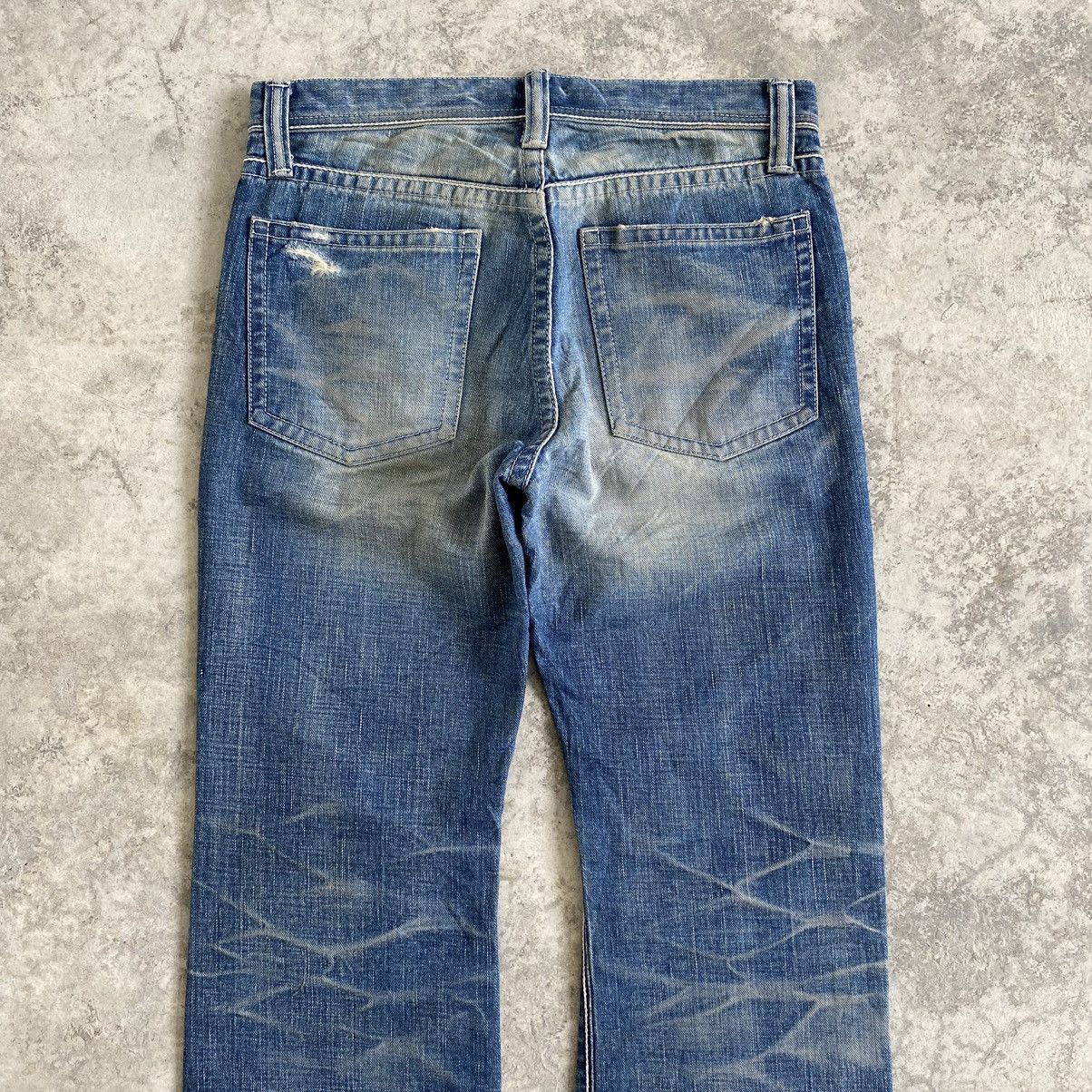 Vintage Ufin & Sons Made In Japan Faded Blue Distressed Flared Jeans Size US 31 - 10 Thumbnail