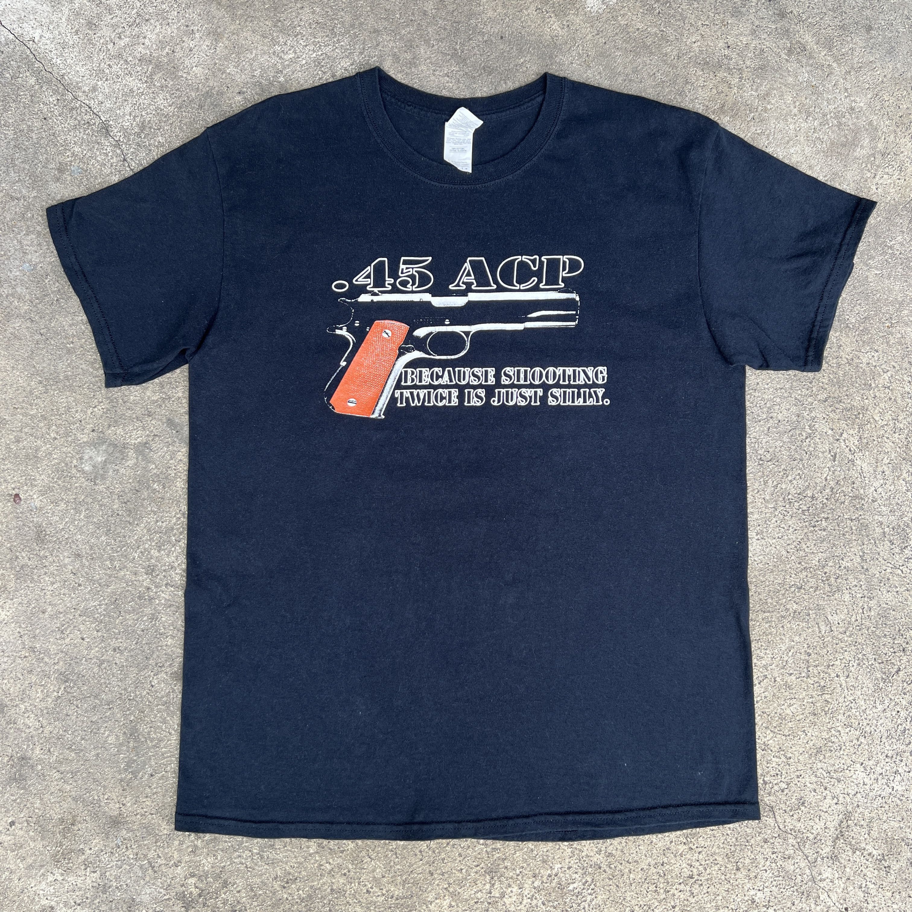 Vintage Vintage .45 ACP gun Promo Tee Shirt 911 glock Colt pistol Size US L / EU 52-54 / 3 - 2 Thumbnail