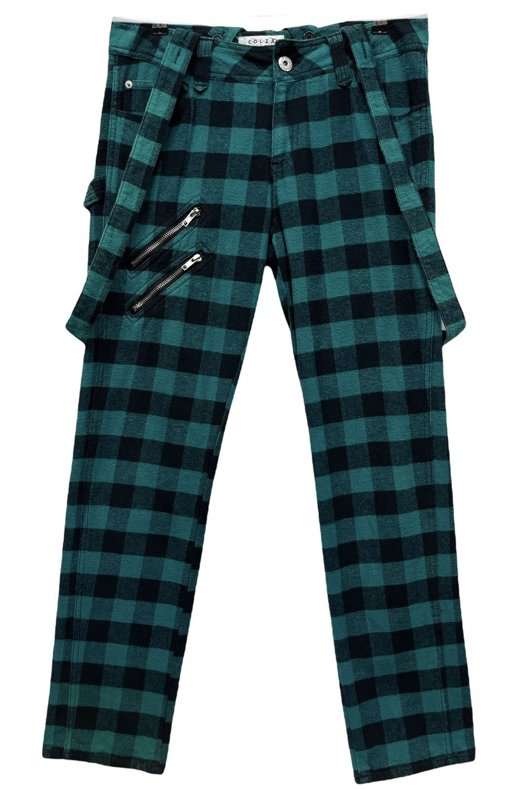 Japanese Brand 🔥Punk Zipper Bondage Suspender Tartan Plaid Pants Size US 30 / EU 46 - 3 Thumbnail