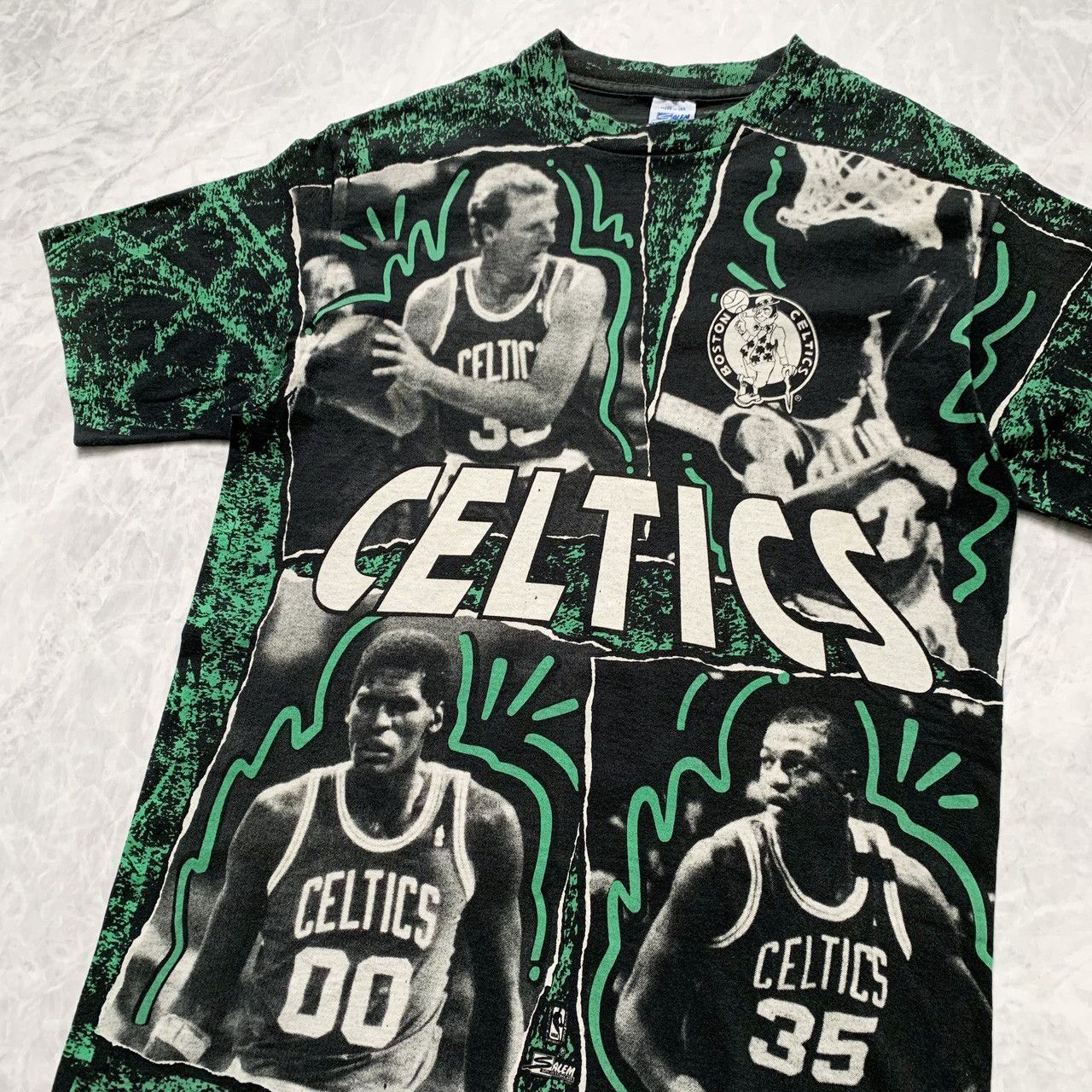 NBA × Salem Sportswear × Vintage VTG 90s NBA BOSTON CELTICS BIRD AOP SALEM SPORTSWEAR T-SHIRT Size US L / EU 52-54 / 3 - 2 Thumbnail