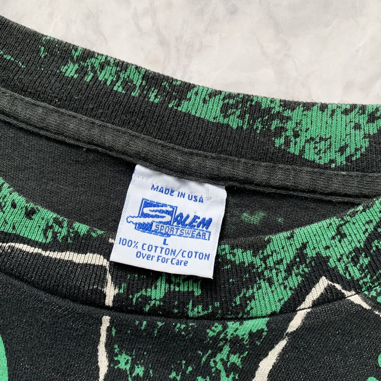 NBA × Salem Sportswear × Vintage VTG 90s NBA BOSTON CELTICS BIRD AOP SALEM SPORTSWEAR T-SHIRT Size US L / EU 52-54 / 3 - 5 Thumbnail