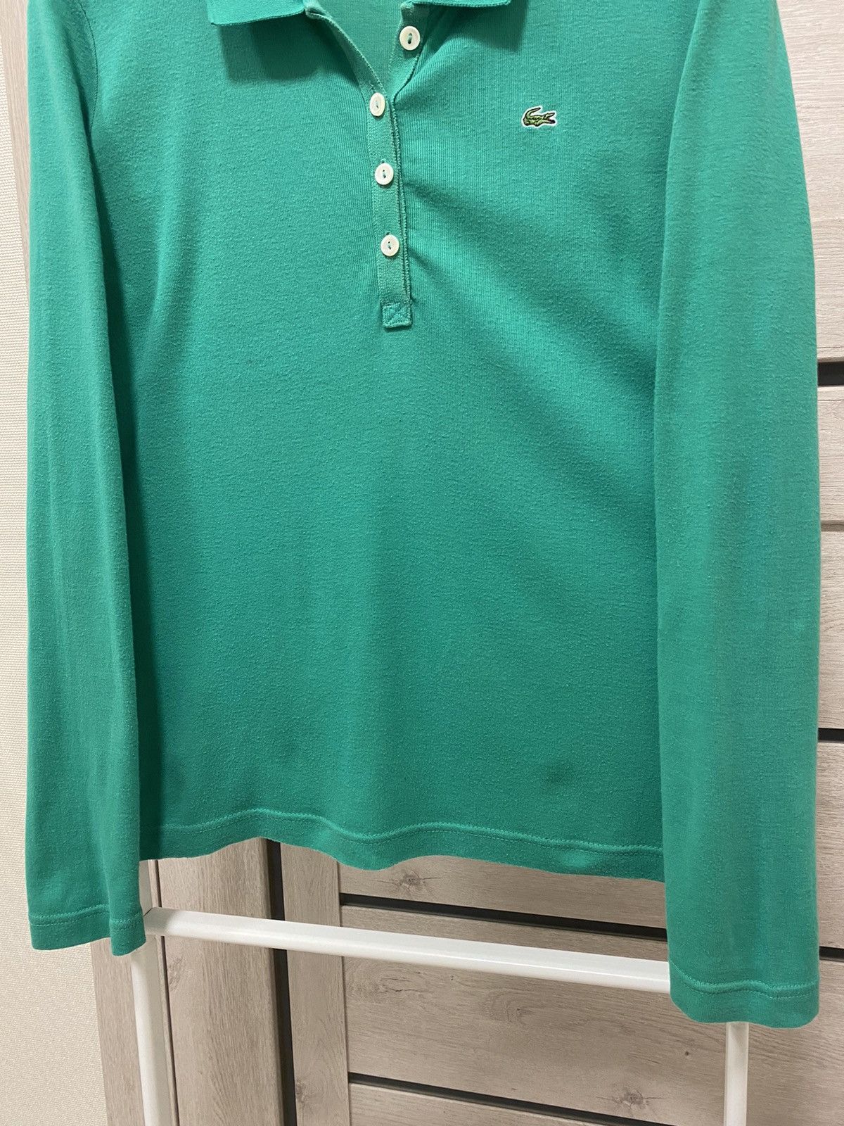 Lacoste × Vintage Lacoste Vintage Bamboo Green Cotton Long Sleeve Polo Size US S / EU 44-46 / 1 - 6 Thumbnail