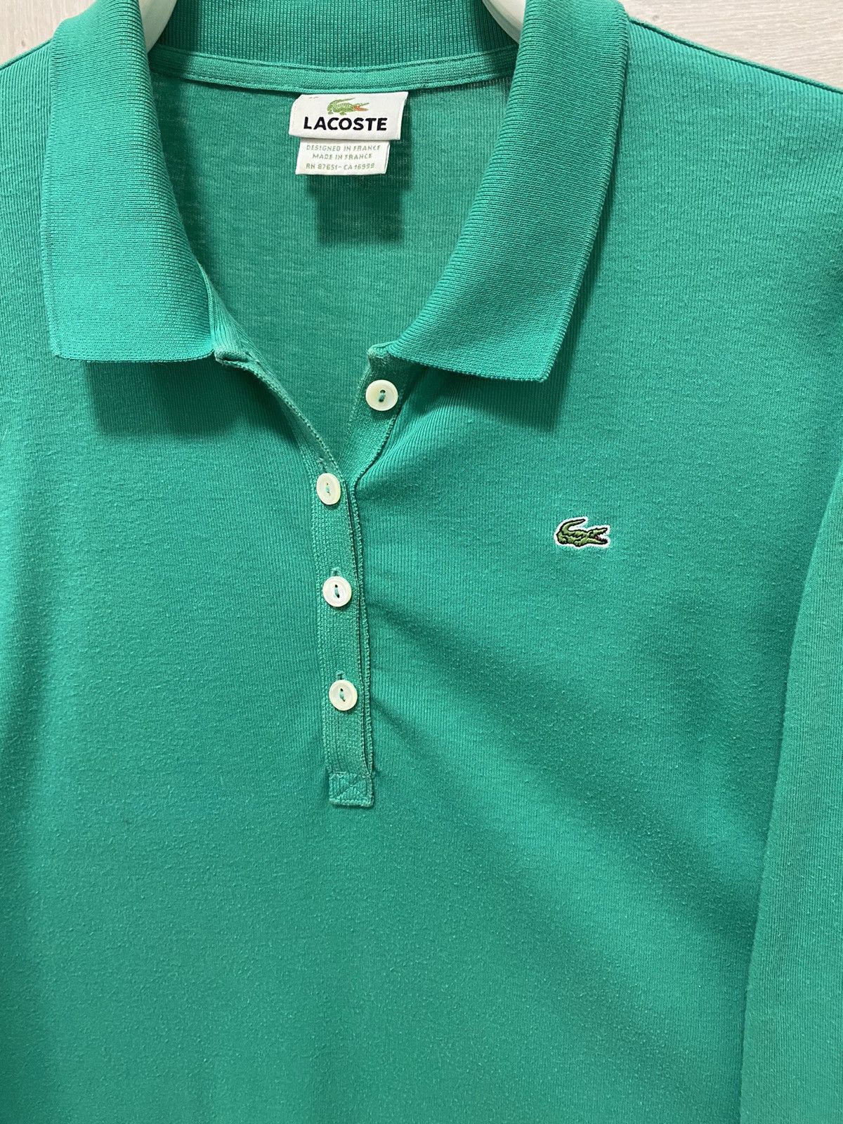 Lacoste × Vintage Lacoste Vintage Bamboo Green Cotton Long Sleeve Polo Size US S / EU 44-46 / 1 - 4 Thumbnail