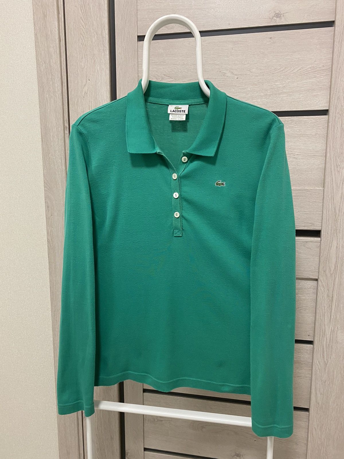 Lacoste × Vintage Lacoste Vintage Bamboo Green Cotton Long Sleeve Polo Size US S / EU 44-46 / 1 - 1 Thumbnail