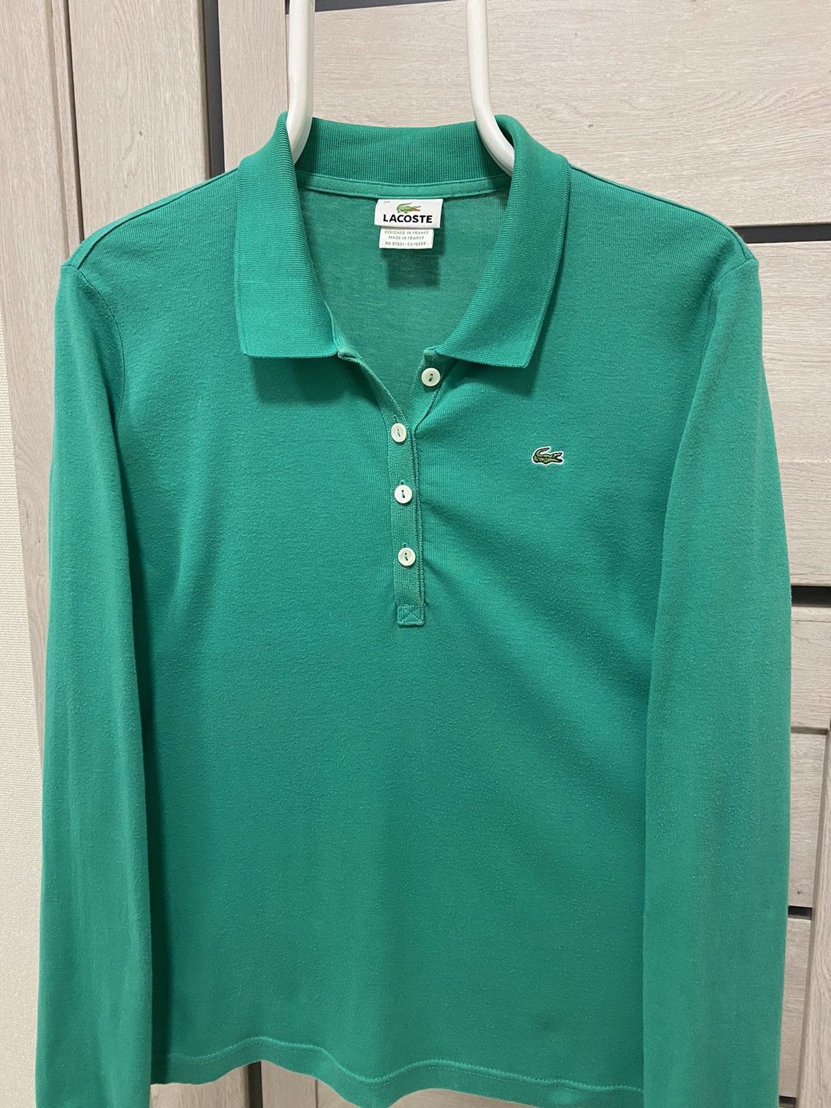 Lacoste × Vintage Lacoste Vintage Bamboo Green Cotton Long Sleeve Polo Size US S / EU 44-46 / 1 - 2 Thumbnail