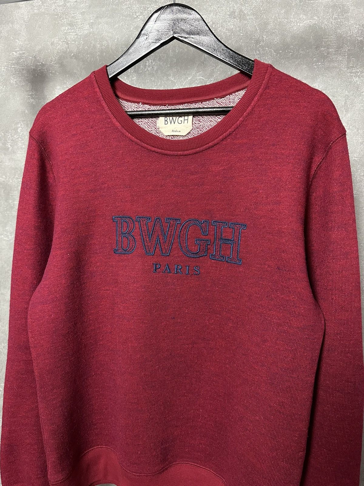 Brooklyn We Go Hard × Designer BWGH Paris Burgundy Wool-Cotton Long Sleeve Sweatshirt Size US M / EU 48-50 / 2 - 2 Thumbnail