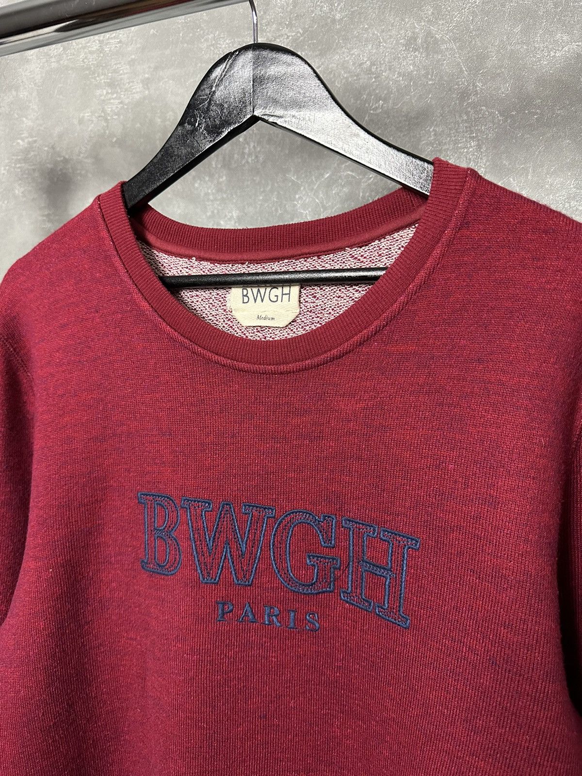 Brooklyn We Go Hard × Designer BWGH Paris Burgundy Wool-Cotton Long Sleeve Sweatshirt Size US M / EU 48-50 / 2 - 4 Thumbnail