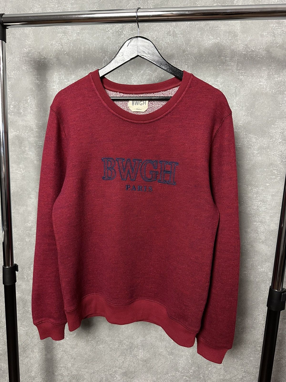 Brooklyn We Go Hard × Designer BWGH Paris Burgundy Wool-Cotton Long Sleeve Sweatshirt Size US M / EU 48-50 / 2 - 1 Thumbnail