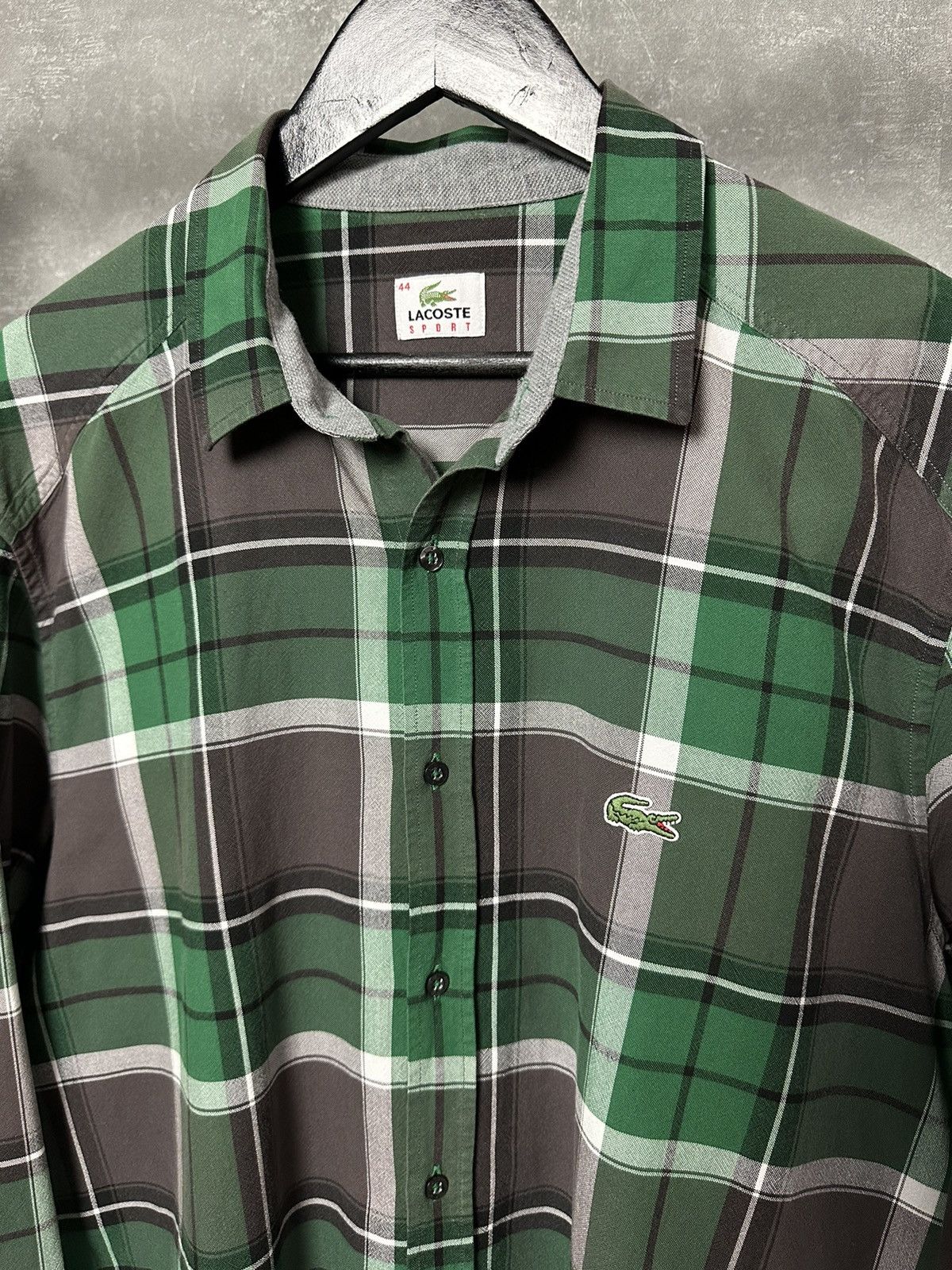 Lacoste × Vintage Lacoste Sport Vintage Check Long Sleeve Logo Shirt Size US L / EU 52-54 / 3 - 3 Thumbnail